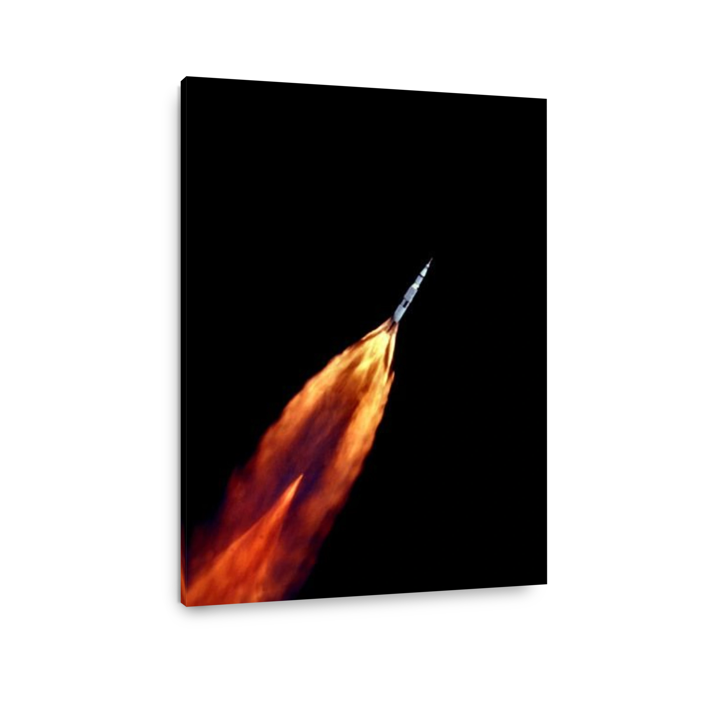 The Apollo 11 Saturn V space vehicle climbs toward orbit after liftoff Heading to the moon Enhanced version of NASA original