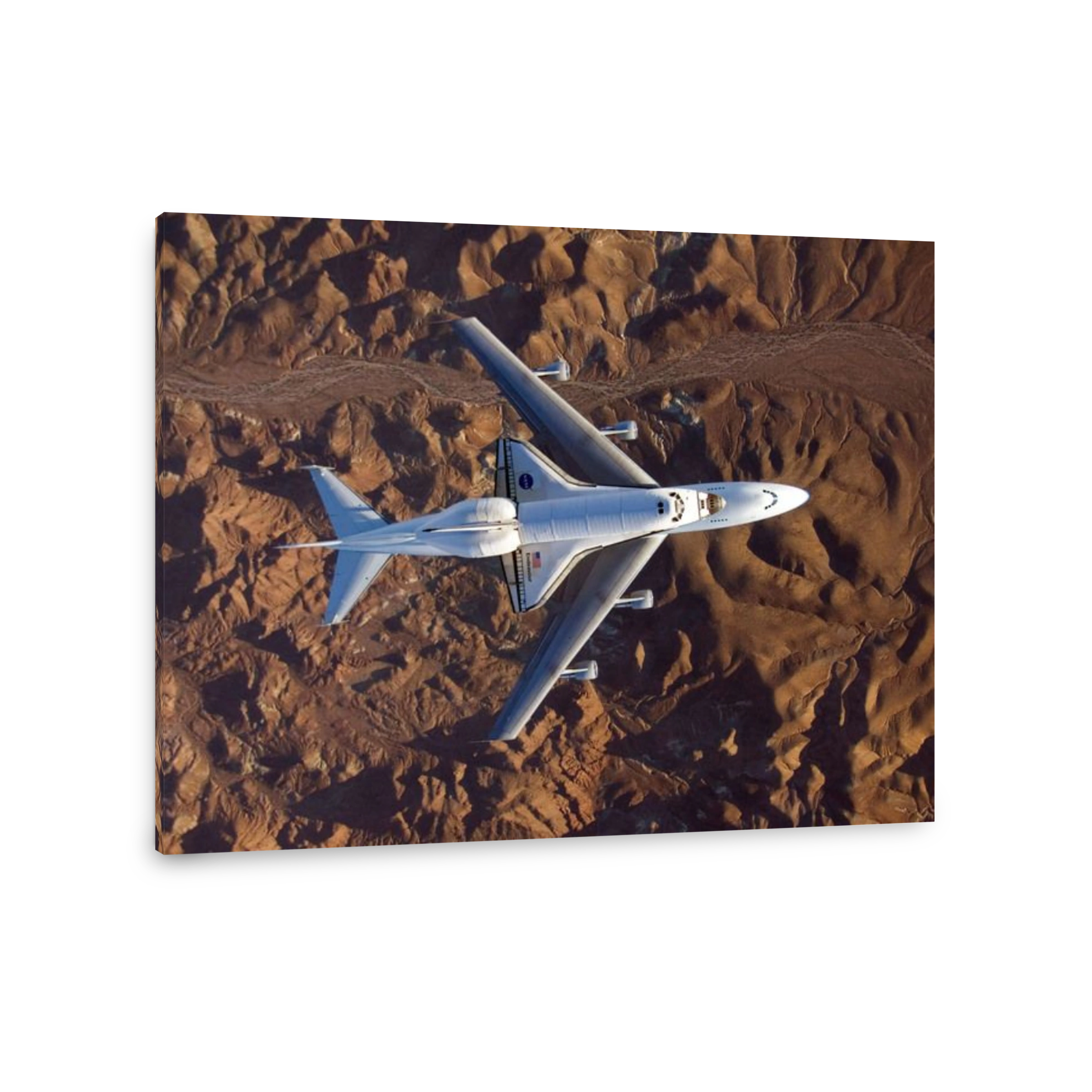 Space Shuttle Endeavour mounted on a modified Boeing 747 shuttle carrier. Optimised version of original NASA image. Credit NASA