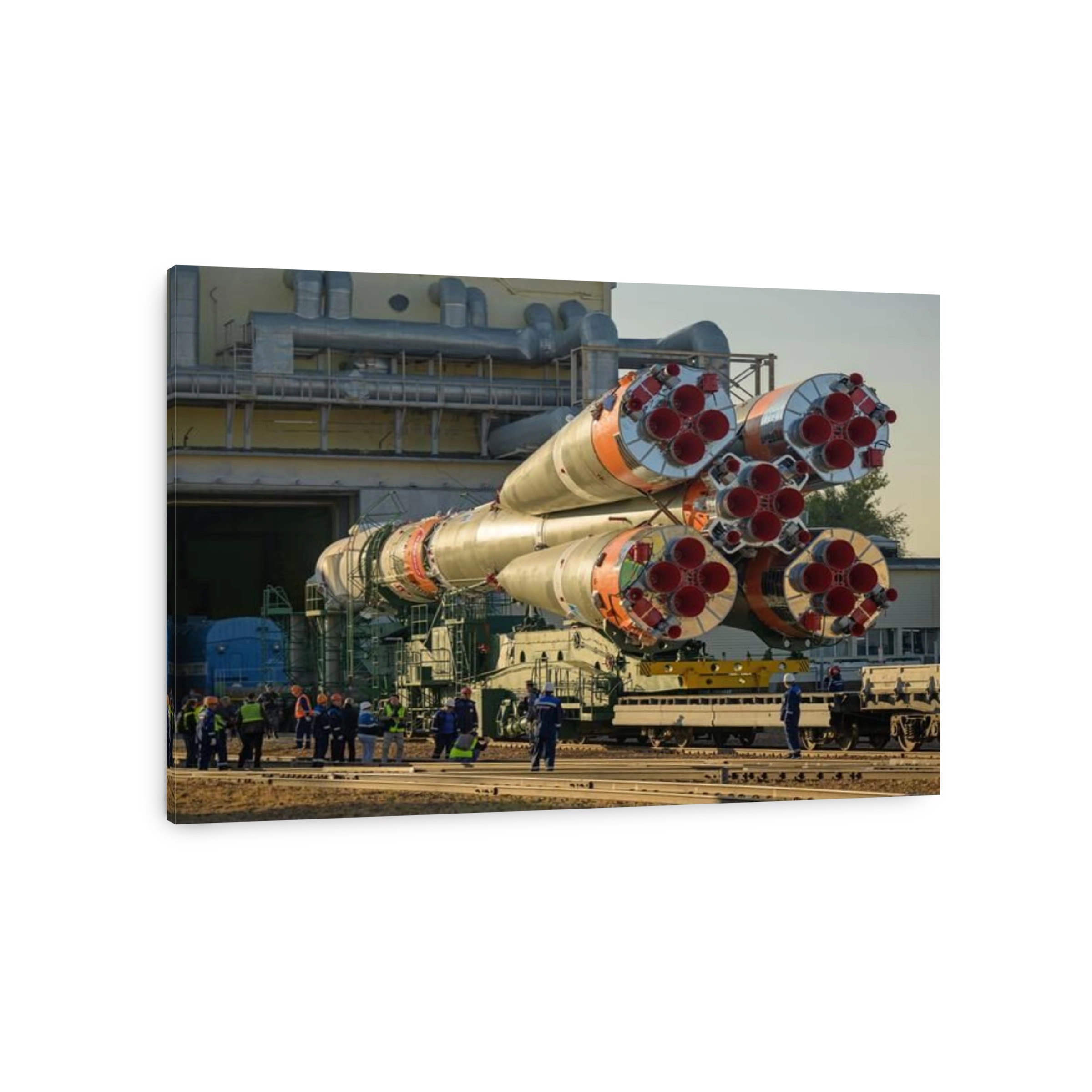 The Soyuz rocket is rolled out by train to the launch pad at Site 31, 12 September 2023, at the Baikonur Cosmodrome in Kazakhstan. Expedition 70 NASA astronaut Loral O'Hara, Roscosmos cosmonauts Oleg Kononenko, and Nikolai Chub are scheduled to launch abo