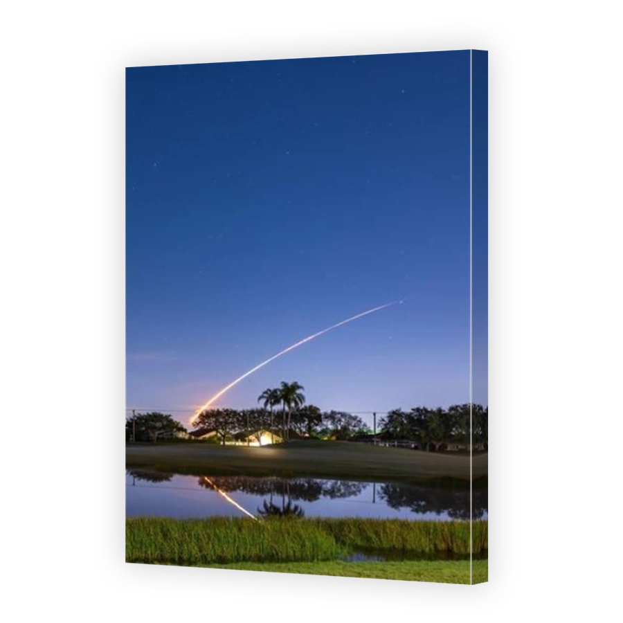 The flight path to the moon of a space rocket launched from Cape Canaveral in Florida USA