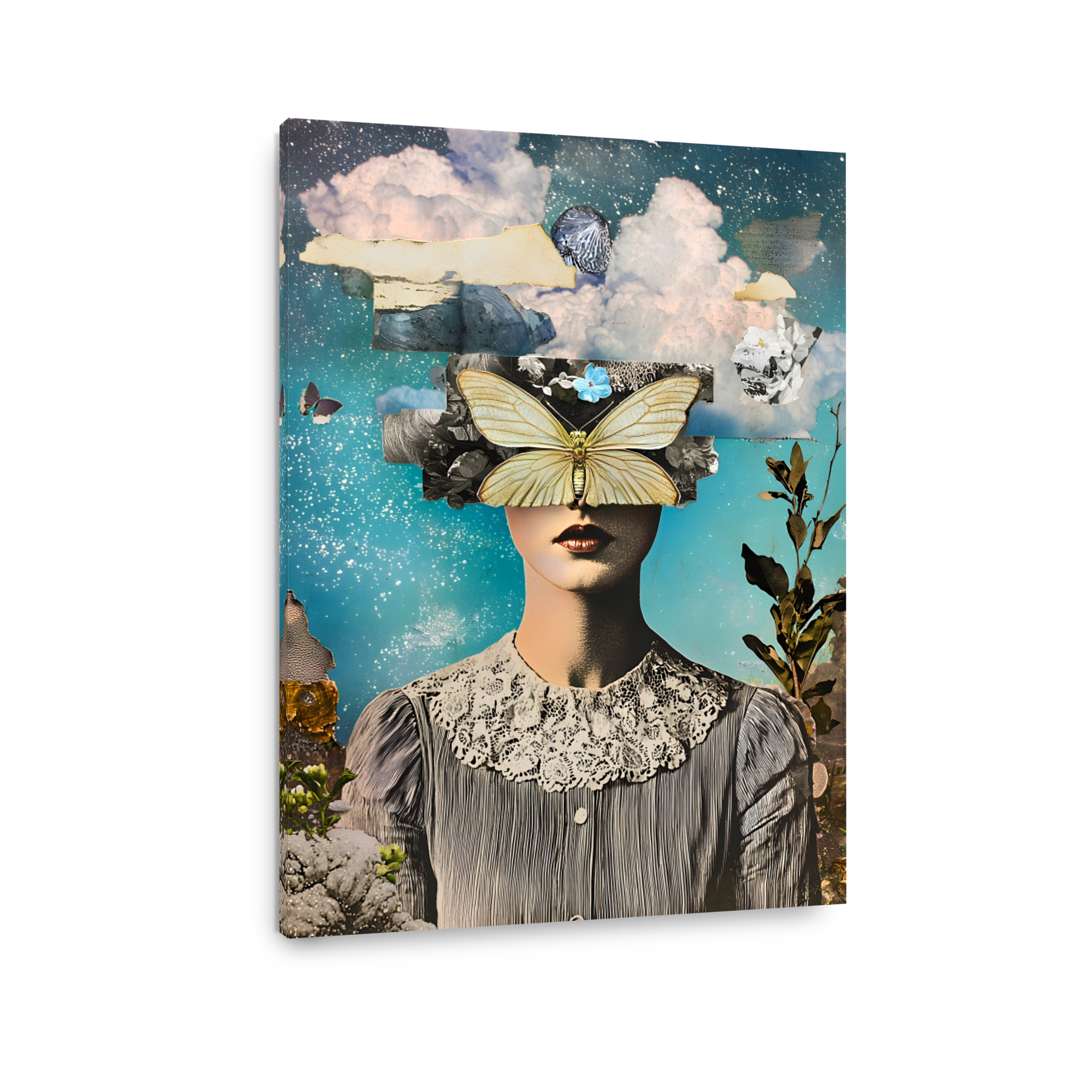 Surreal Butterfly Woman Portrait Collage