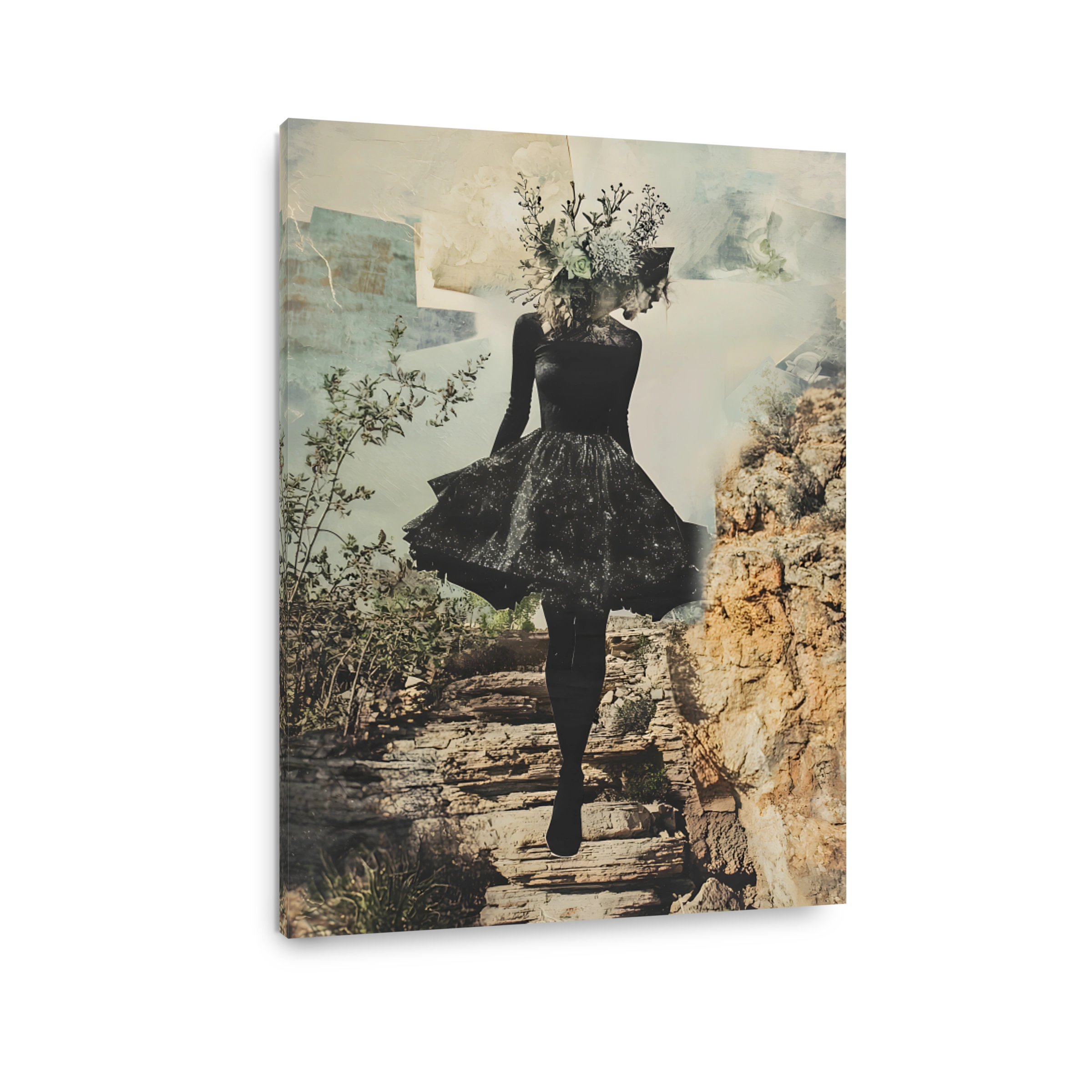 Surreal Woman with Floral Headpiece Digital Art