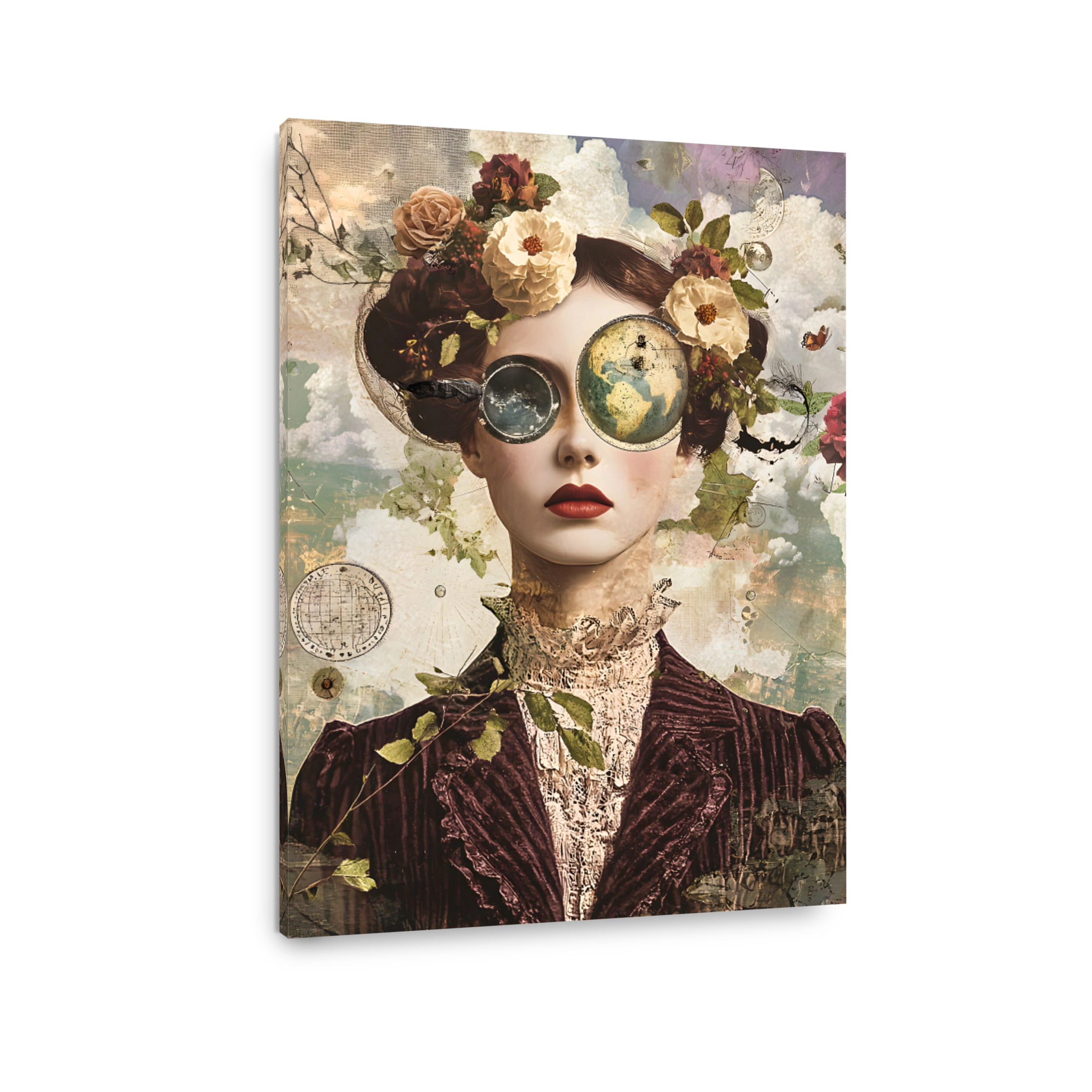 Surreal Woman with Globe Eyes Digital Art