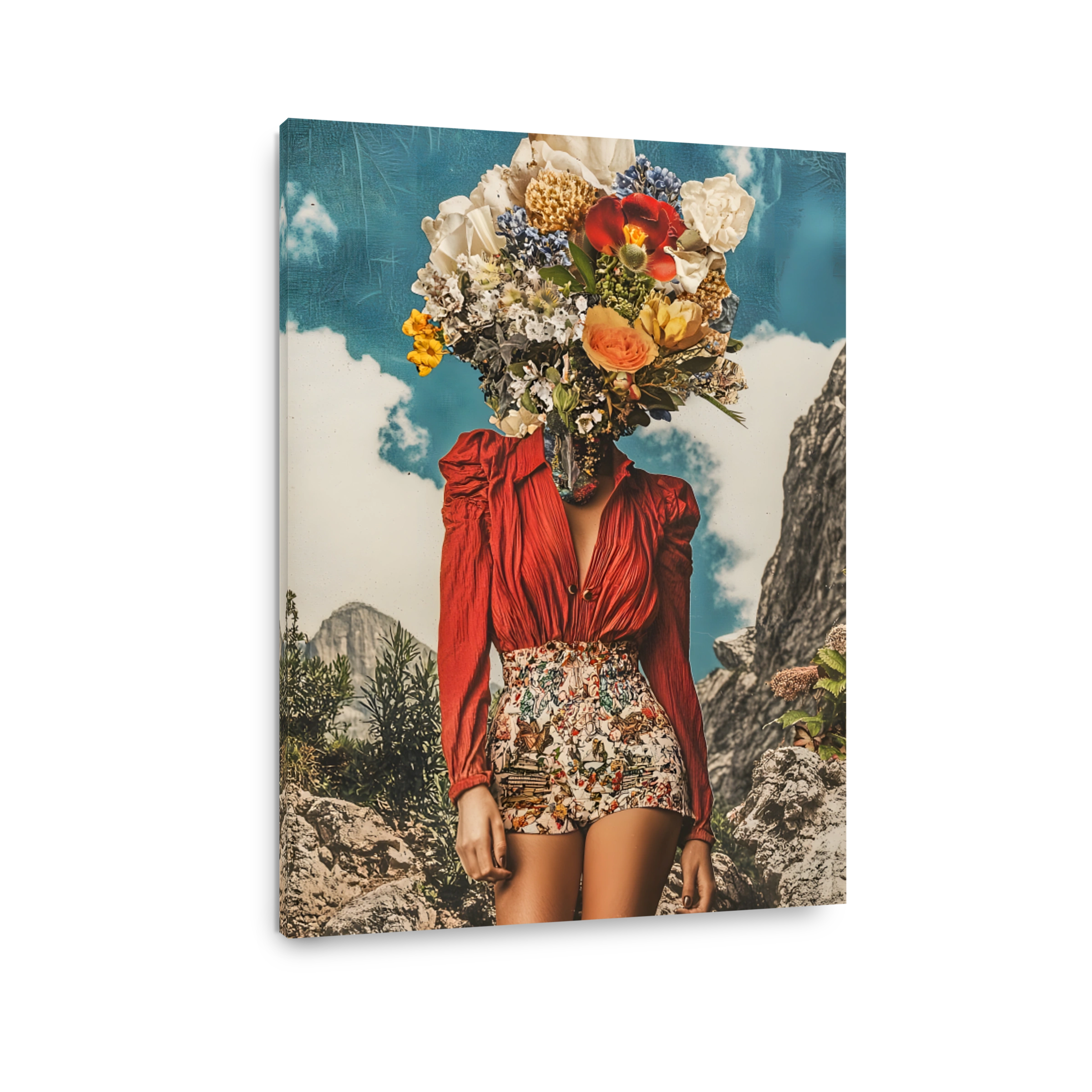 Surreal Woman With Floral Head Collage