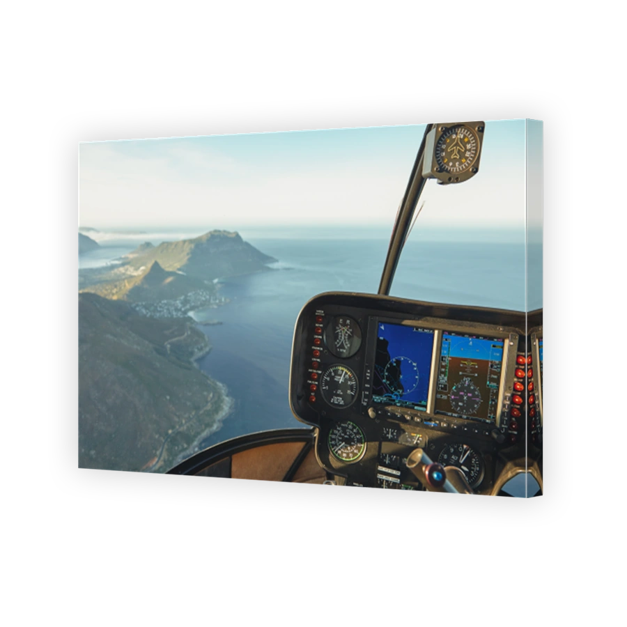 Aerial view of Cape town from a helicopter cockpit