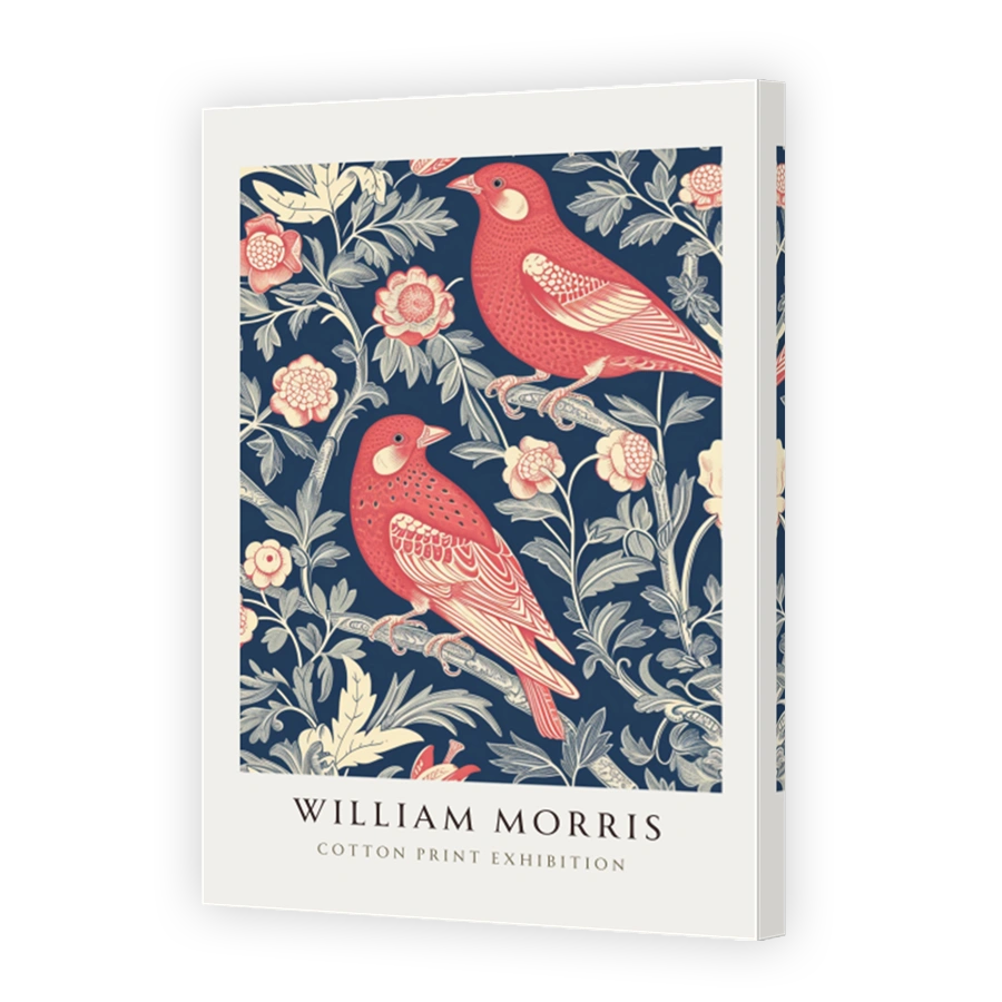 William Morris Birds and Floral Cotton Print Art