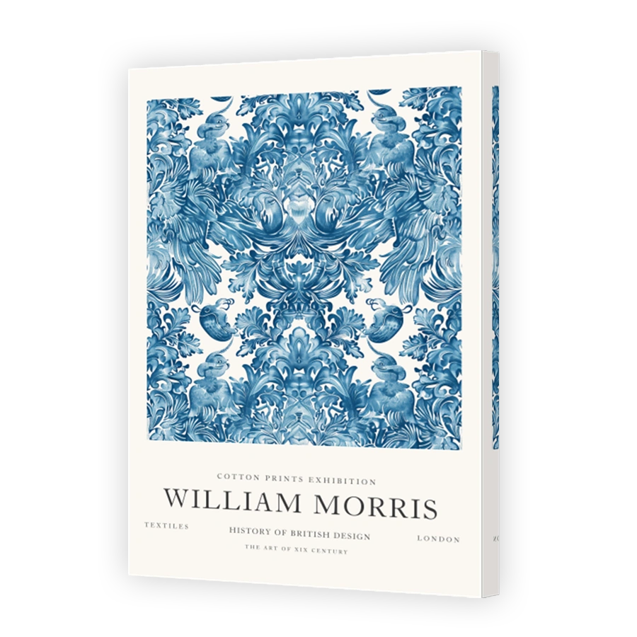 William Morris Blue Floral Textile Art Print