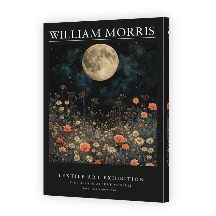 William Morris Floral Landscape with Moon Poster
