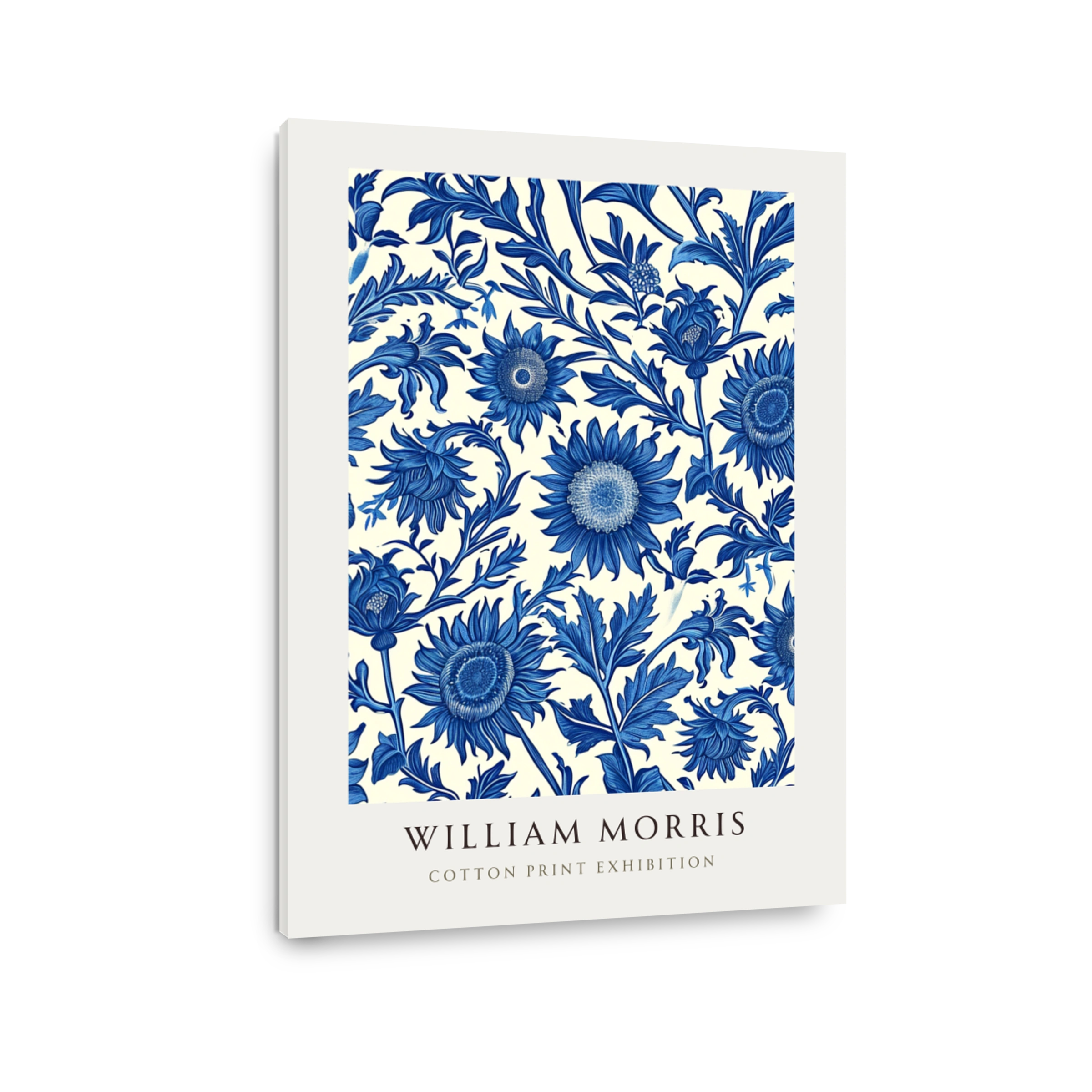 William Morris Blue Floral Cotton Print Art