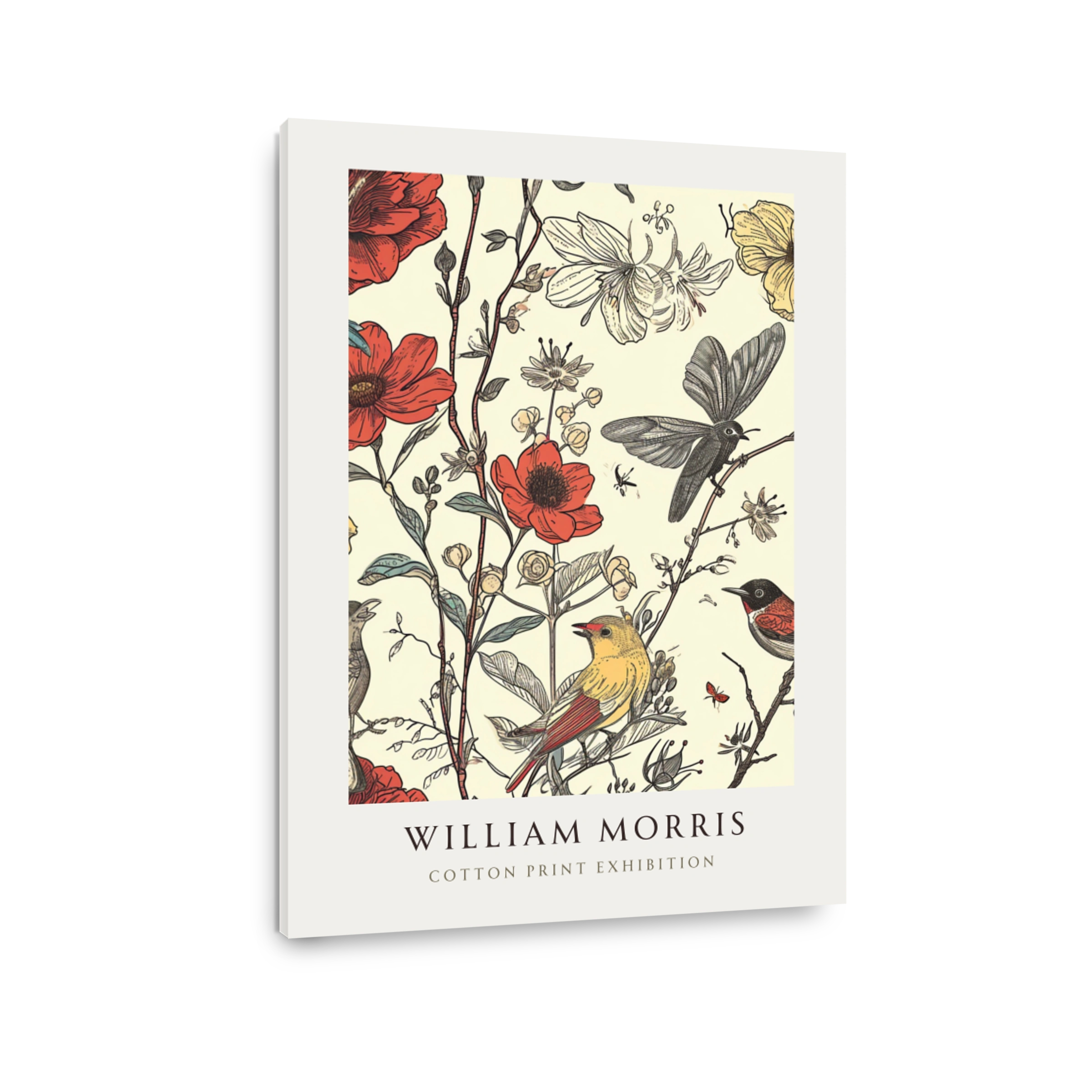 William Morris Floral and Bird Cotton Print Art