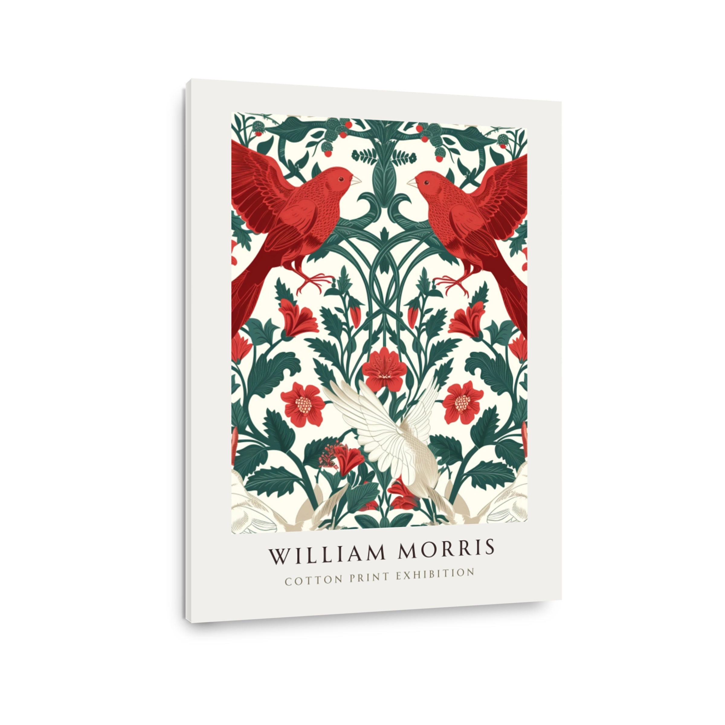 William Morris Birds and Floral Cotton Print Art