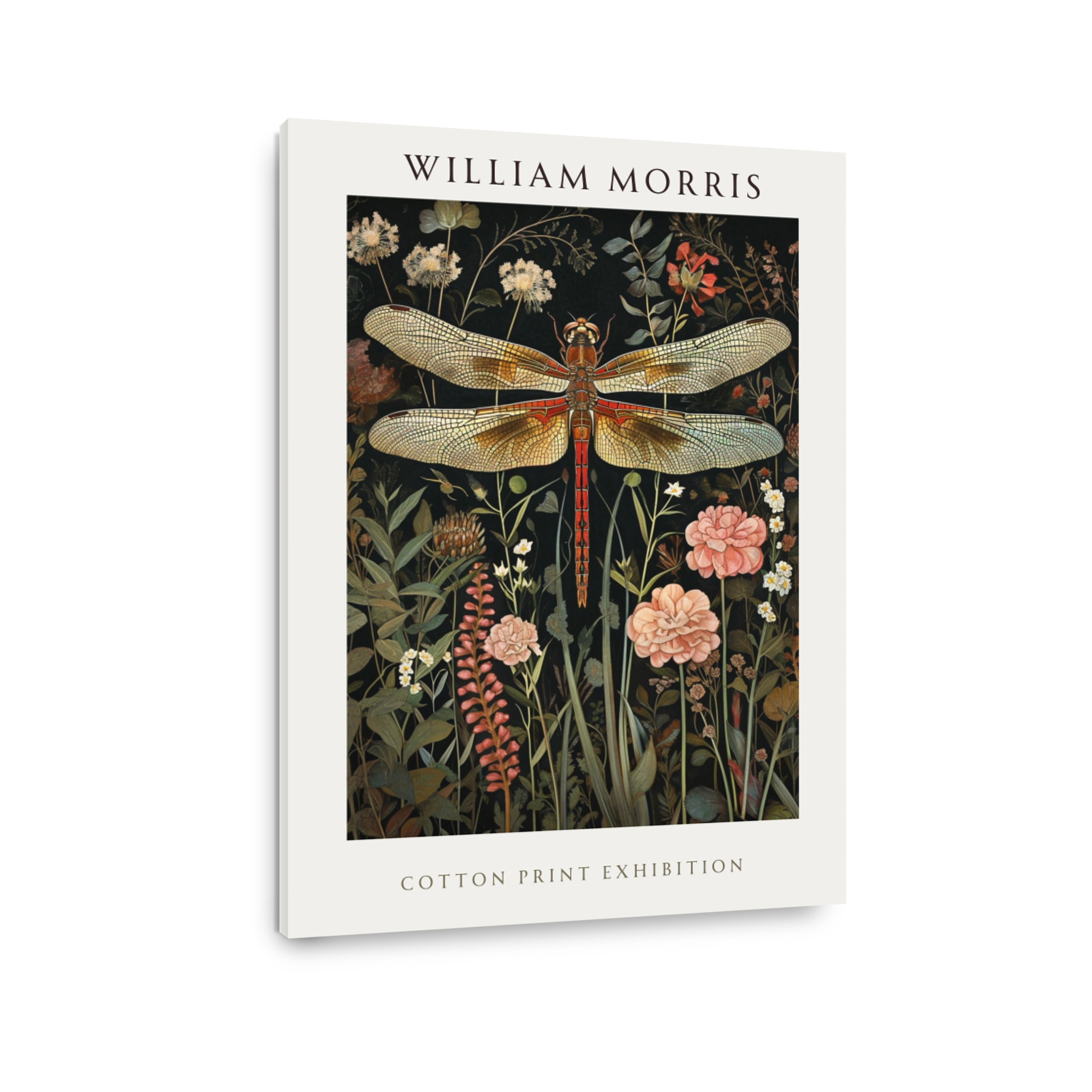 Dragonfly and Flowers Art Print