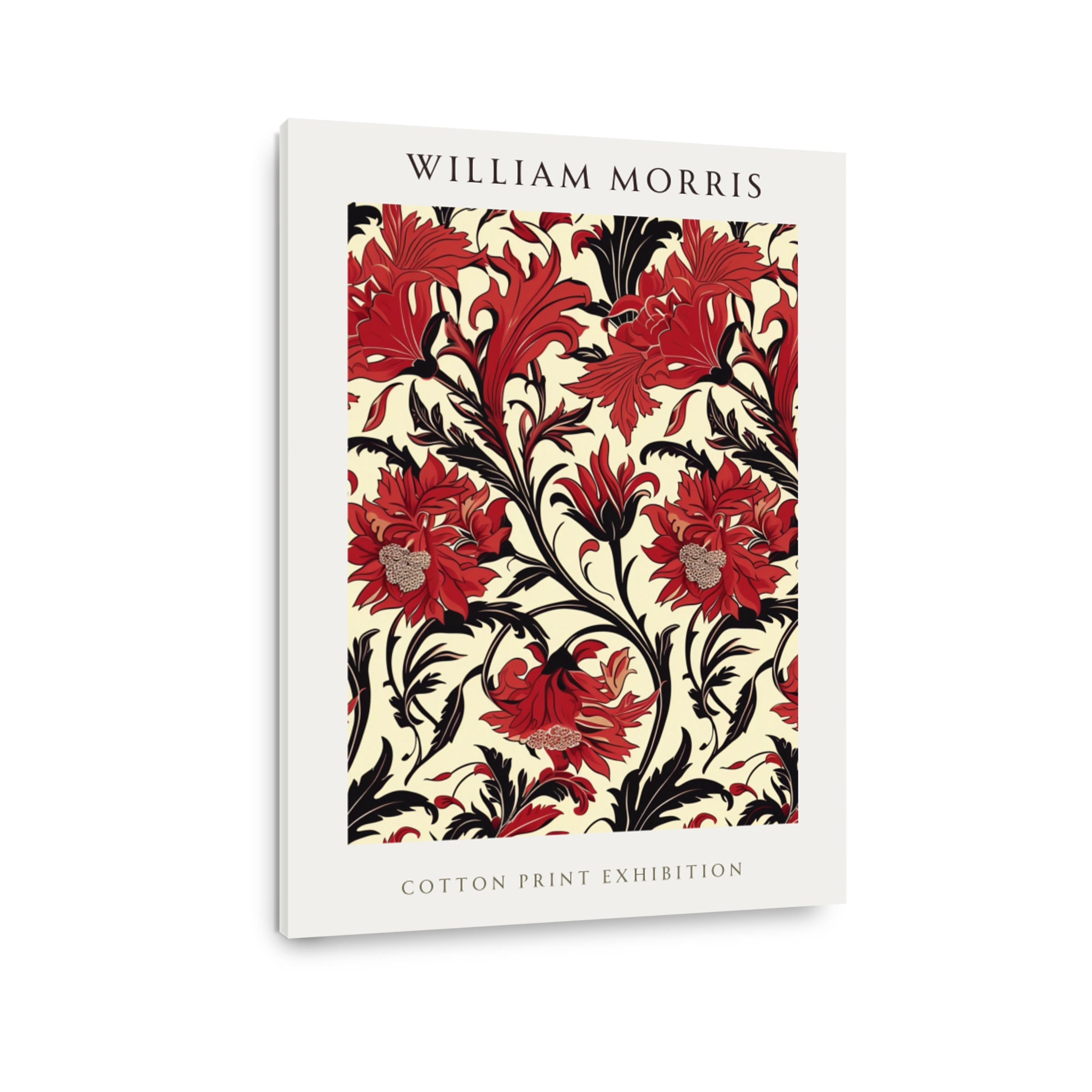 William Morris Red Floral Pattern Cotton Print