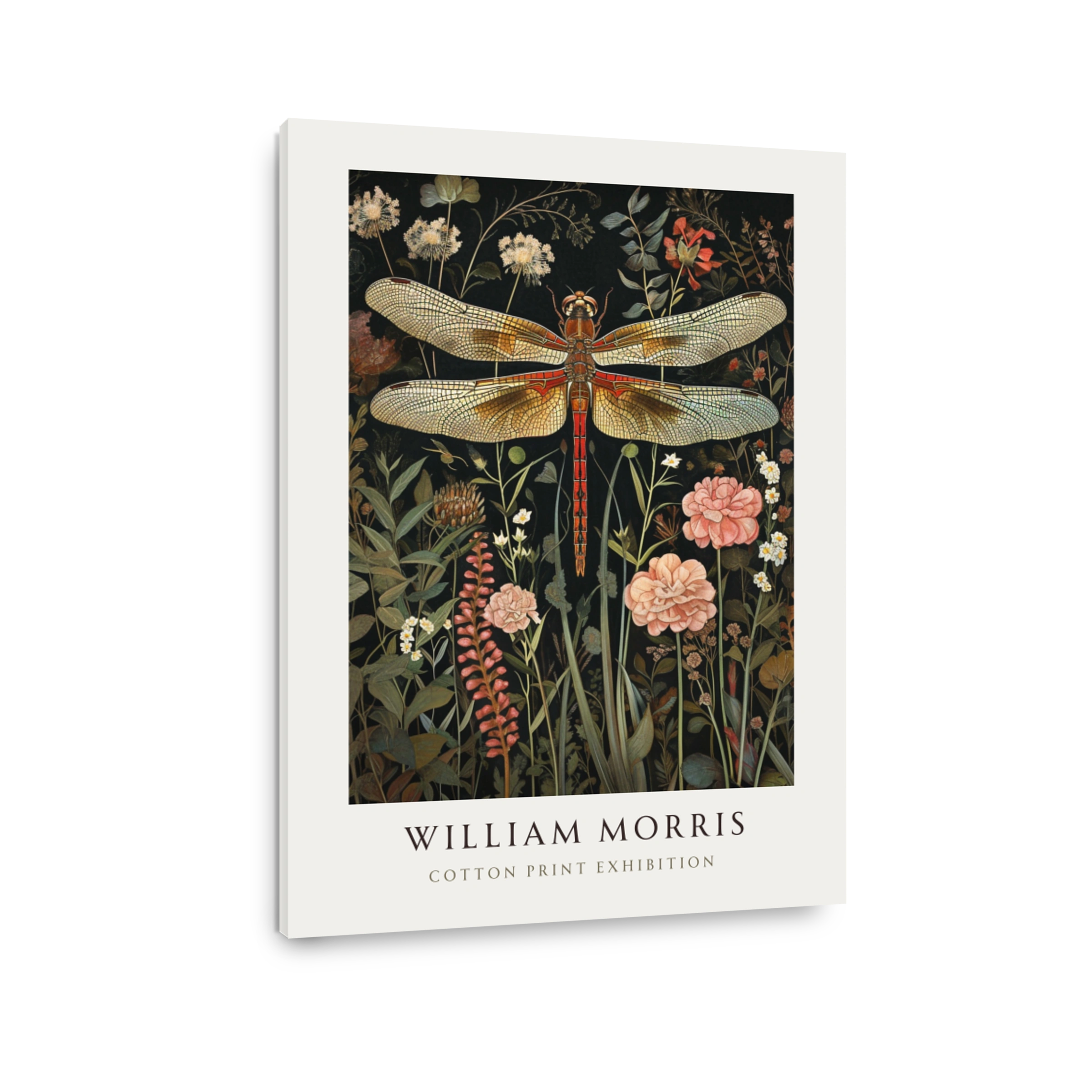 Dragonfly and Flowers Art Print