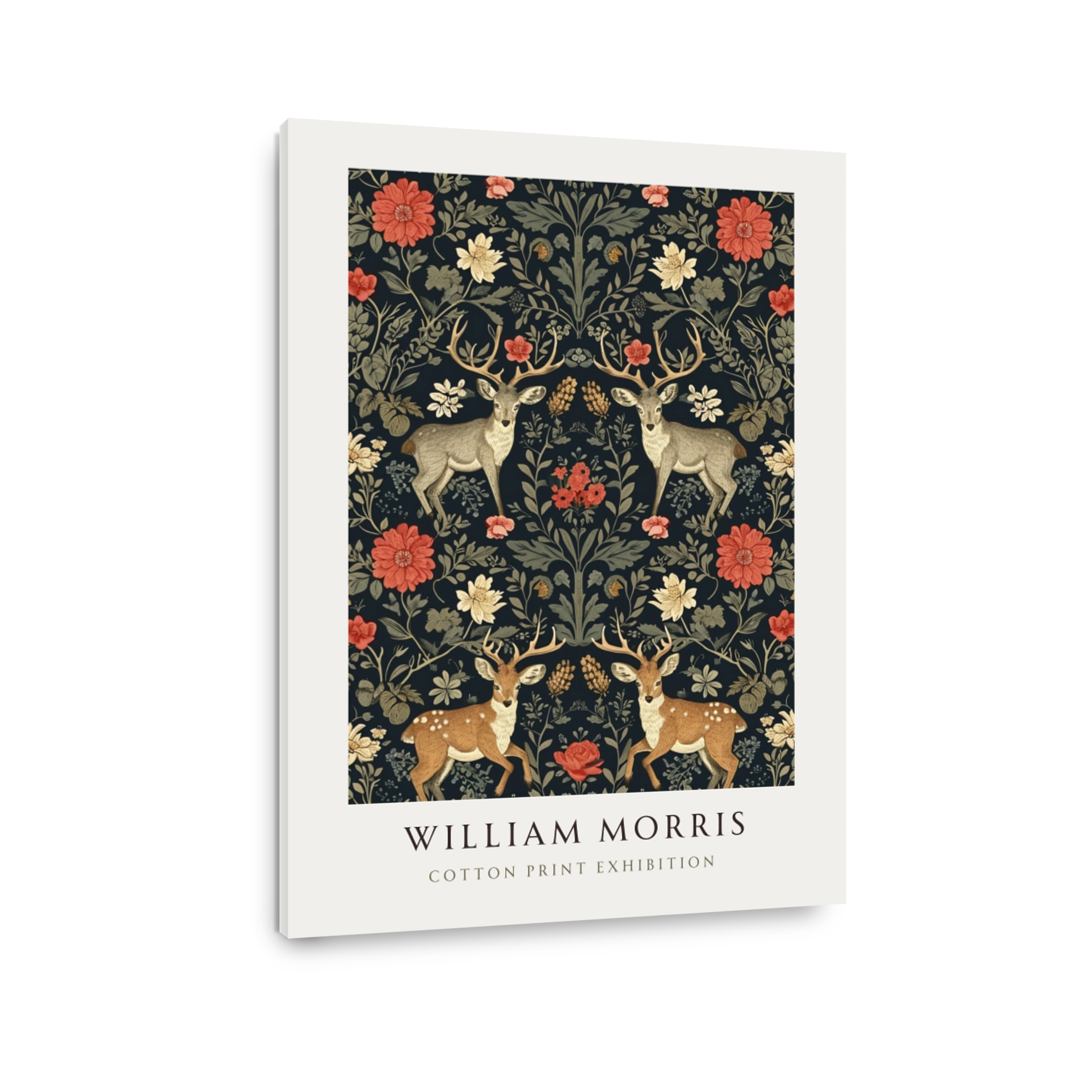 William Morris Deer and Floral Cotton Print Art