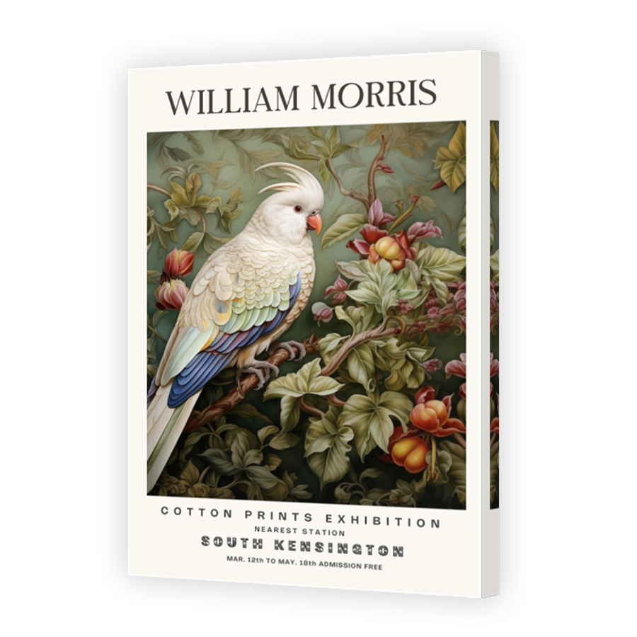 William Morris Cockatoo Cotton Print Exhibition