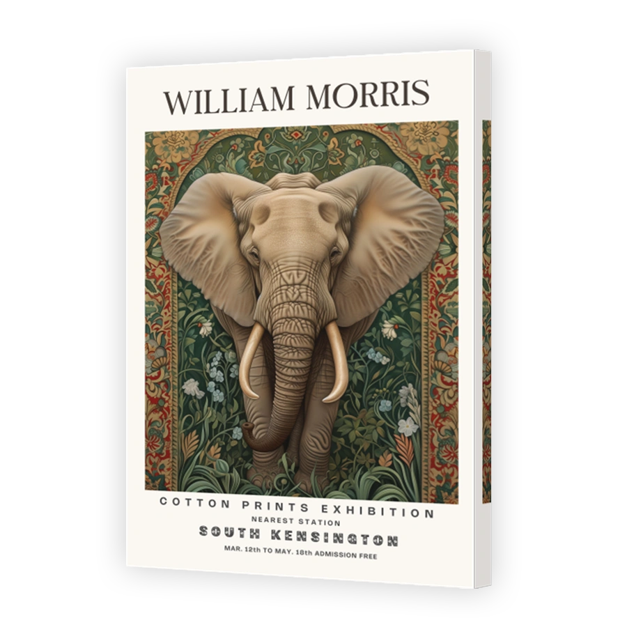 William Morris Inspired Elephant Art Print