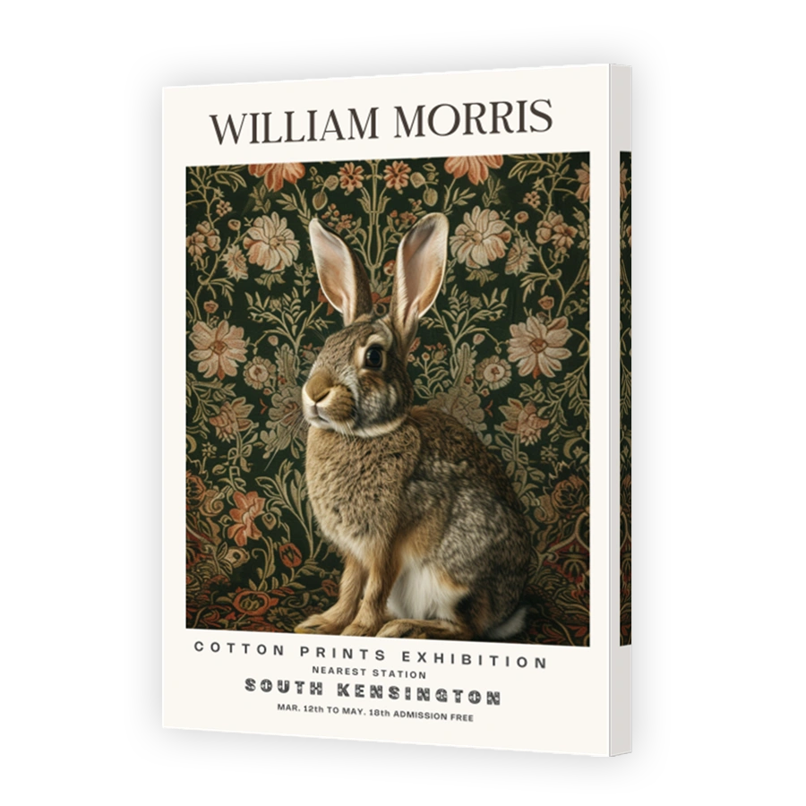 William Morris rabbit print exhibition