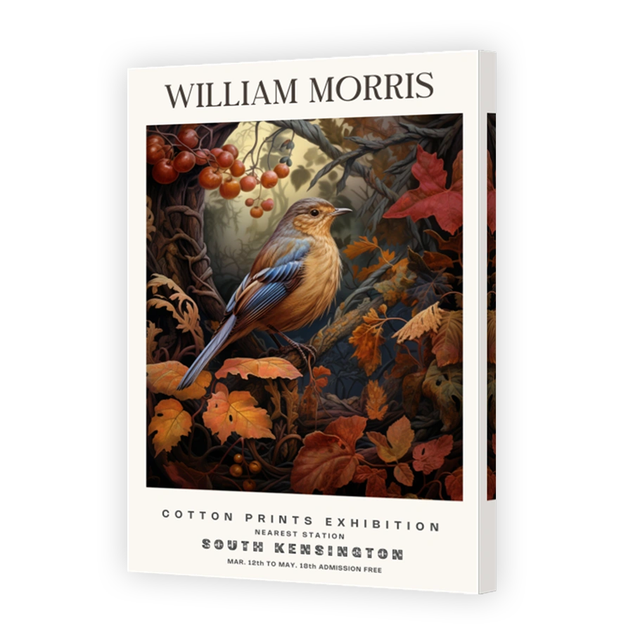 William Morris Bird and Autumn Leaves Print