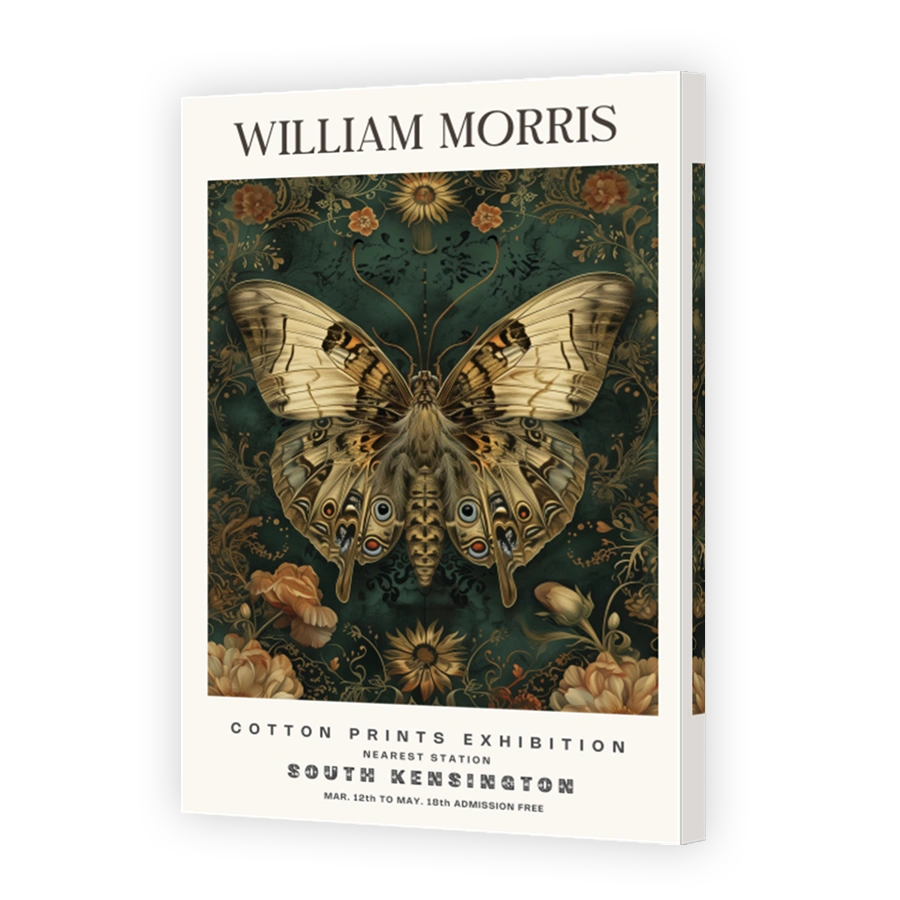 William Morris Butterfly Cotton Print Art