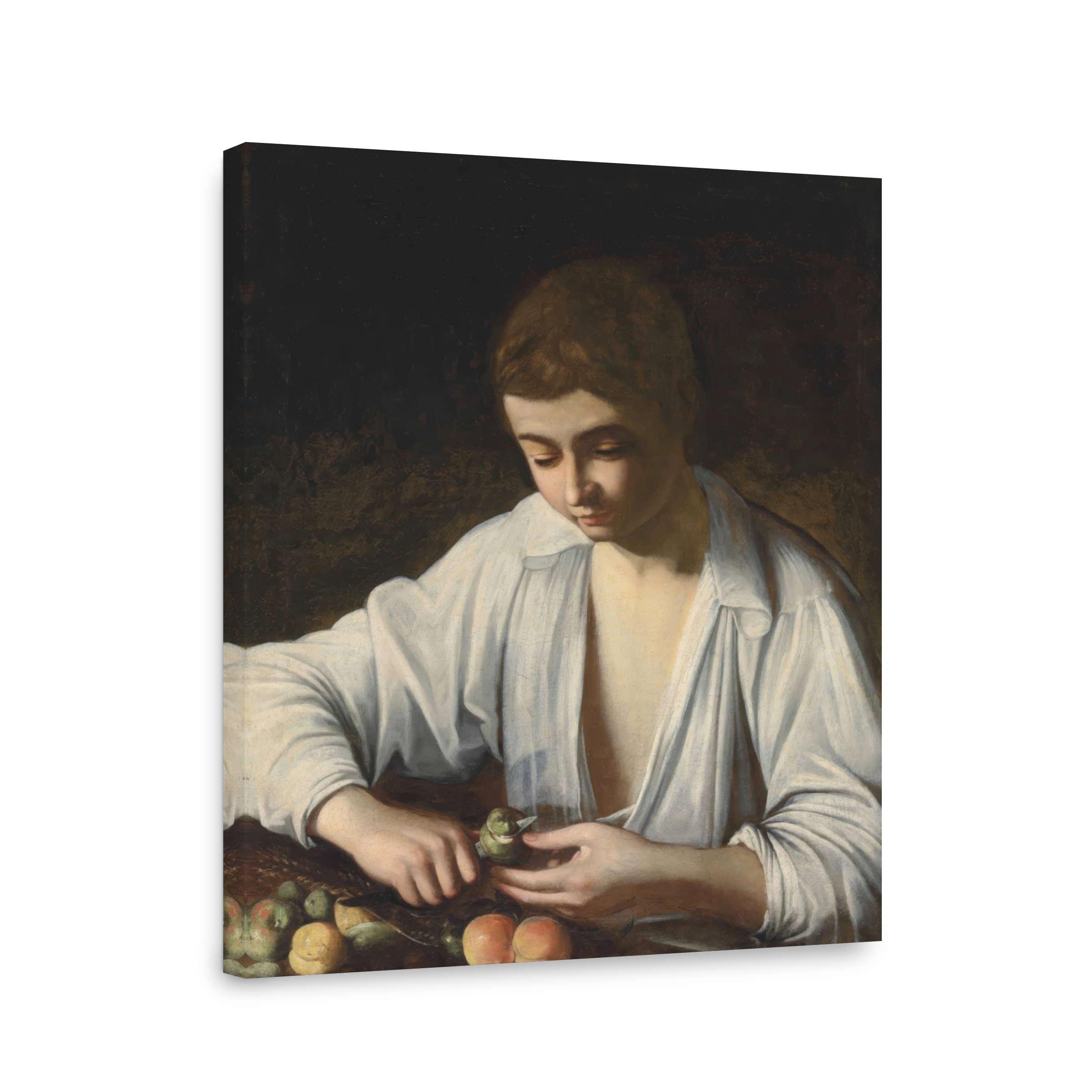 A Boy Peeling Fruit