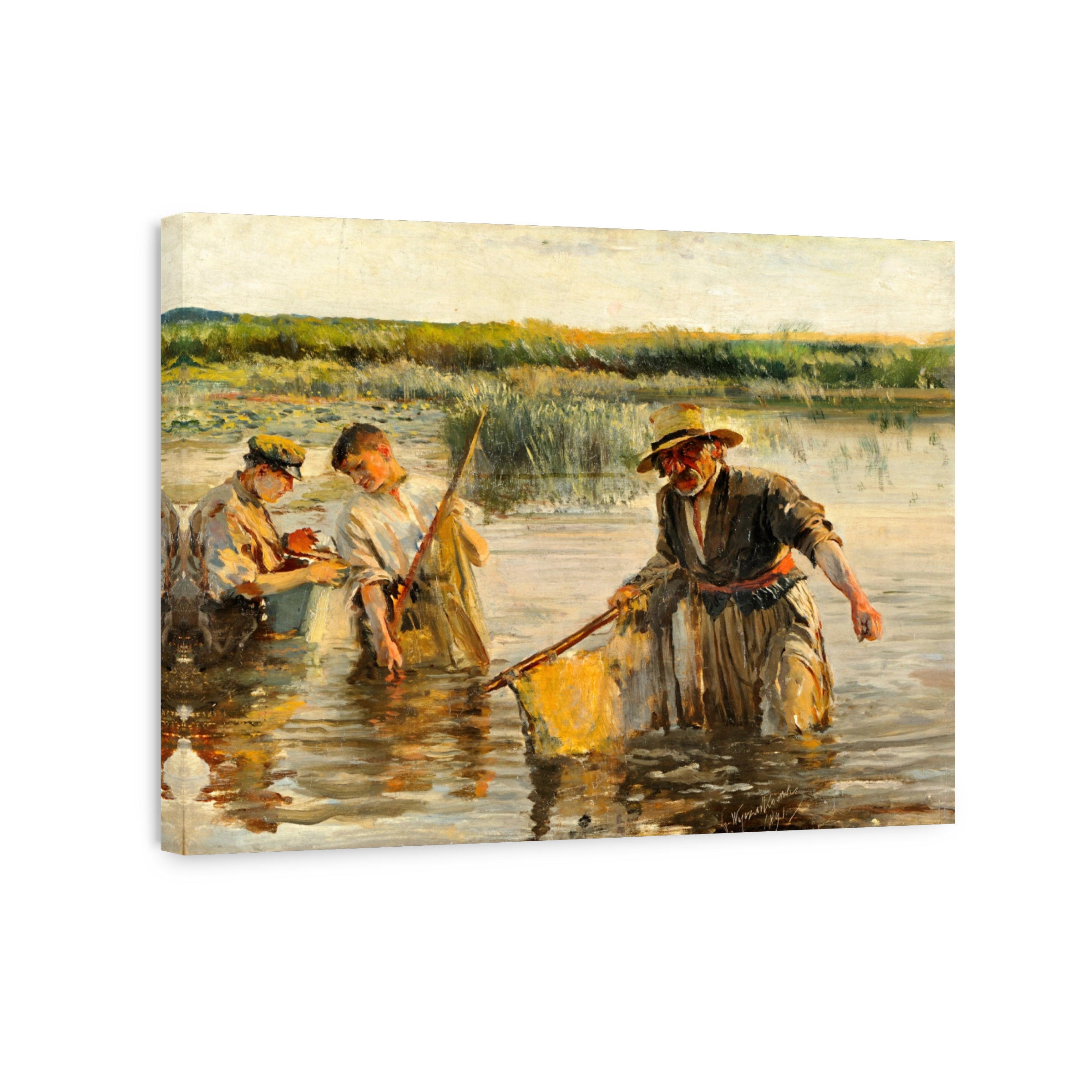 Fishermen at Work in a Serene Landscape