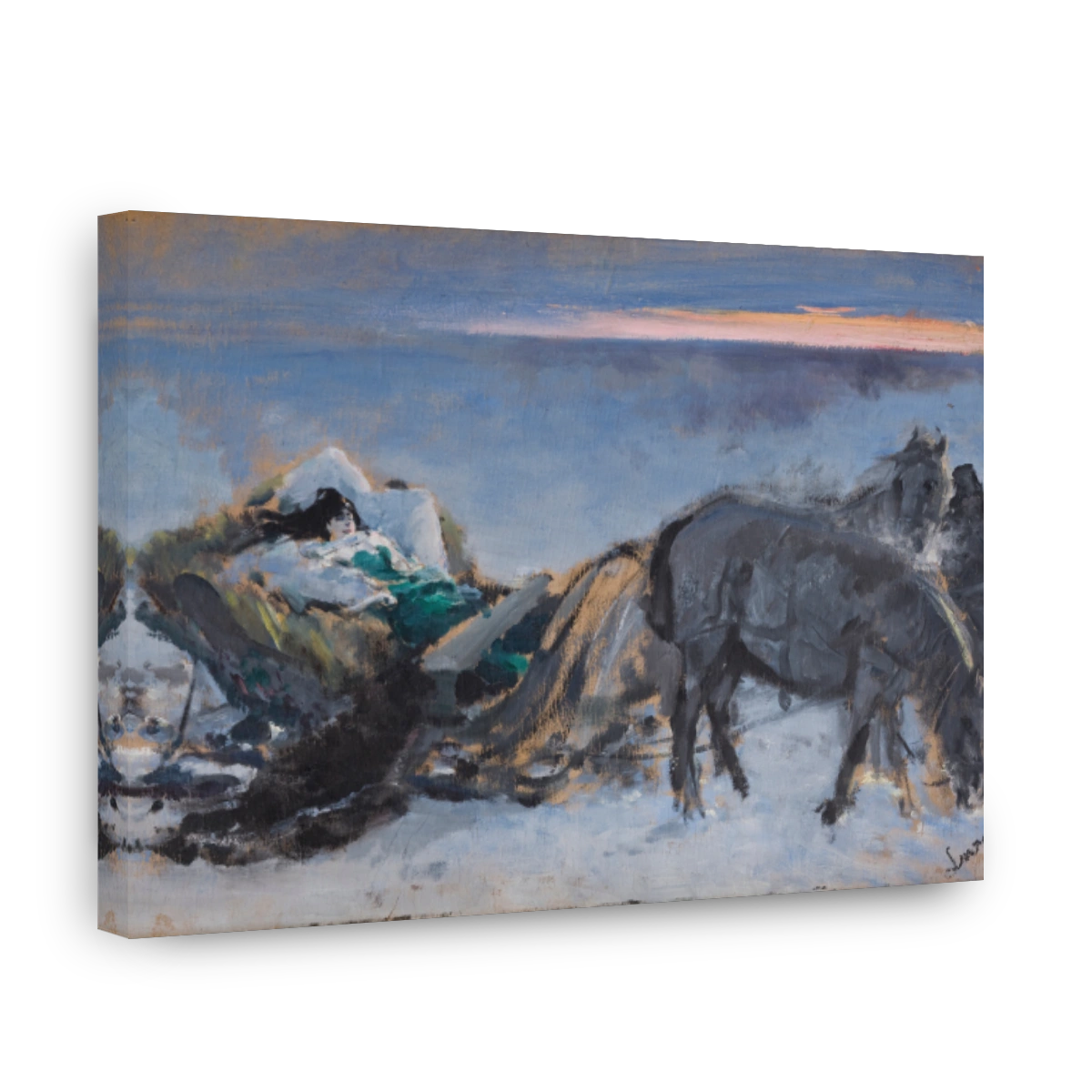 Woman in Sleigh with Horses