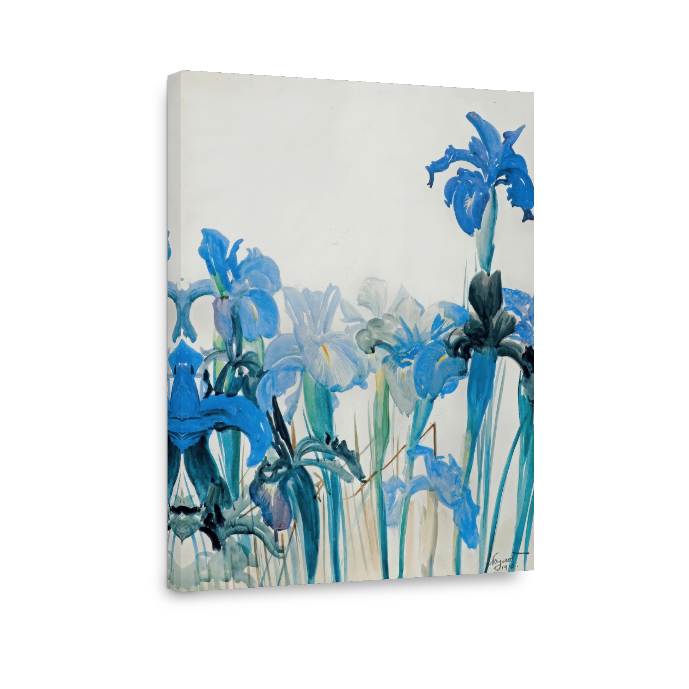 Blue Irises Watercolour Painting