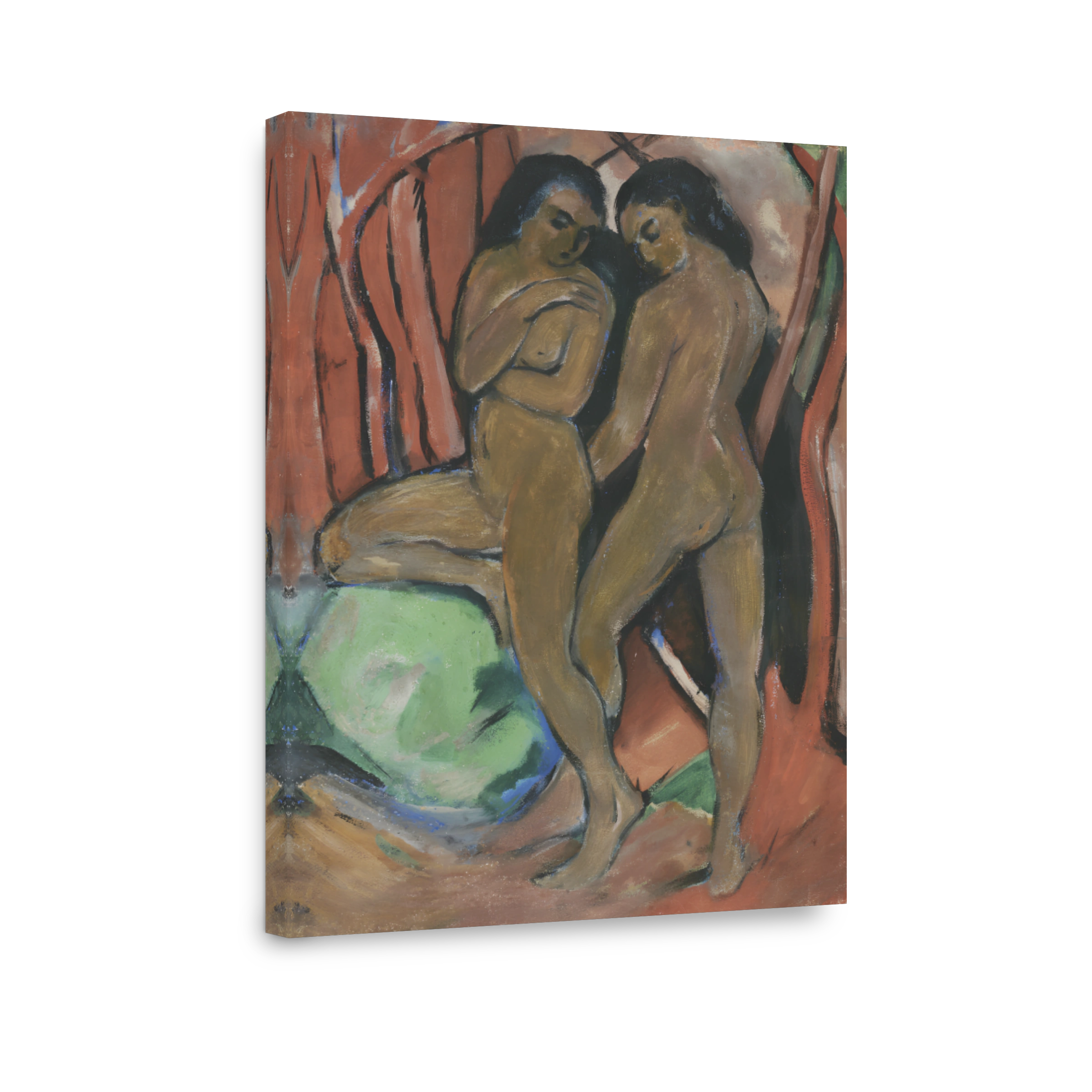Two Standing Nudes With Green Rock, 1910 11