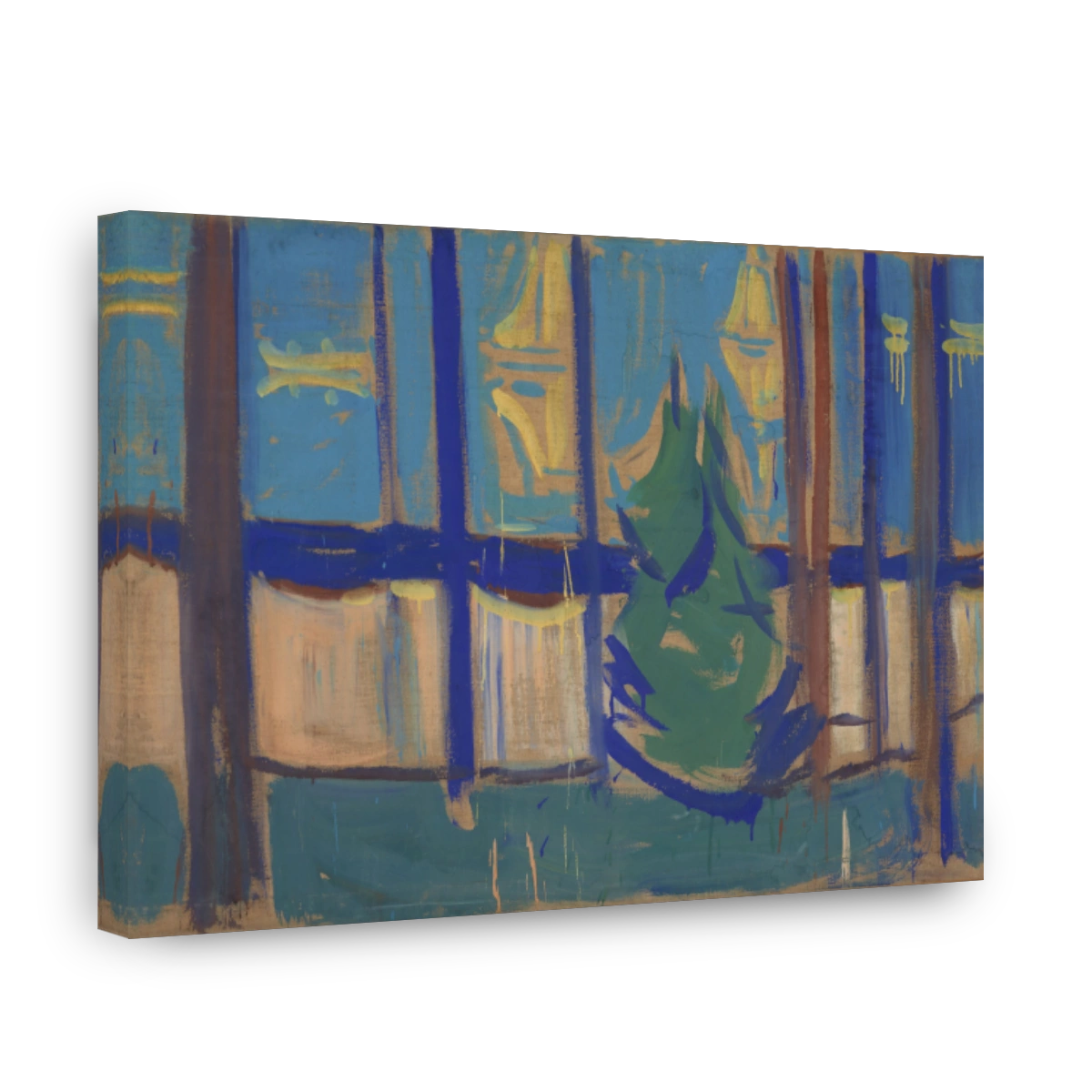 Beach Landscape With Trees And Boats