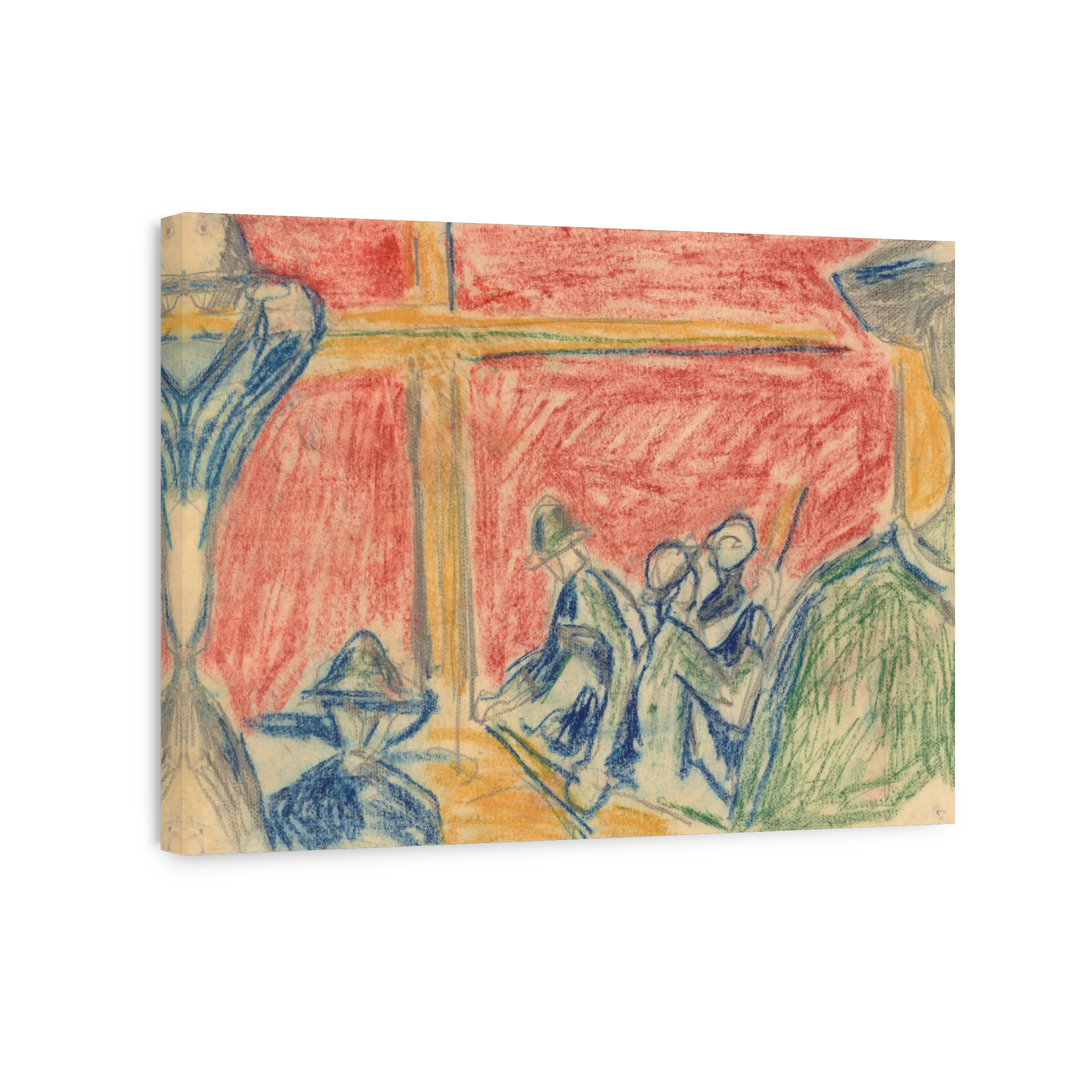 Workers Scene Pastel Artwork