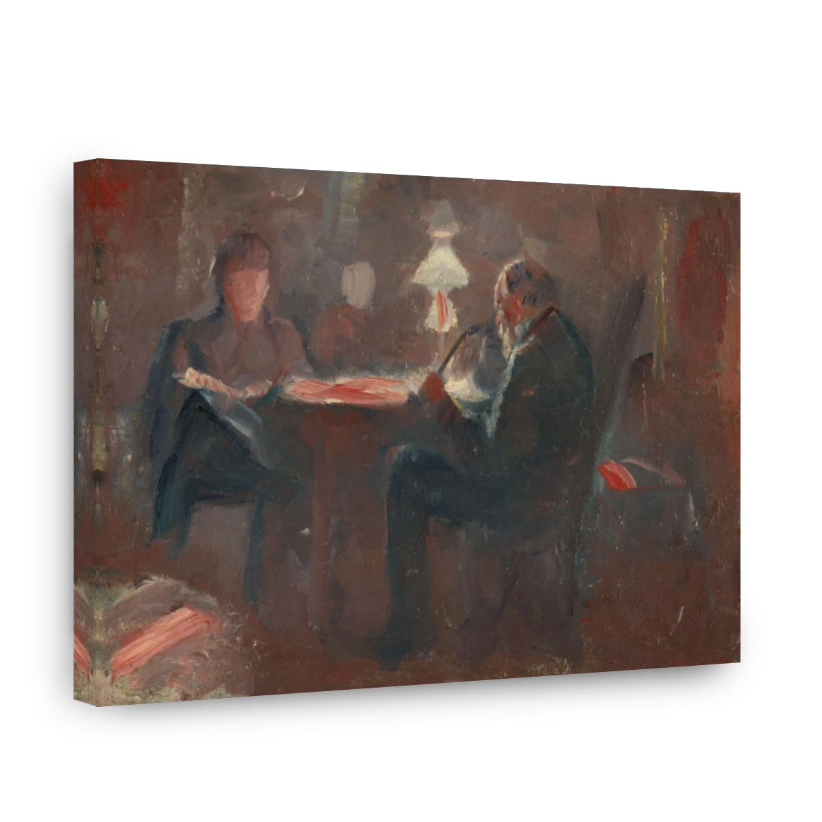 Around The Paraffin Lamp Interior Scene