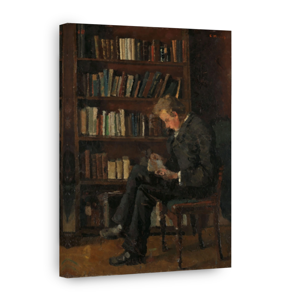 Man Reading in a Library