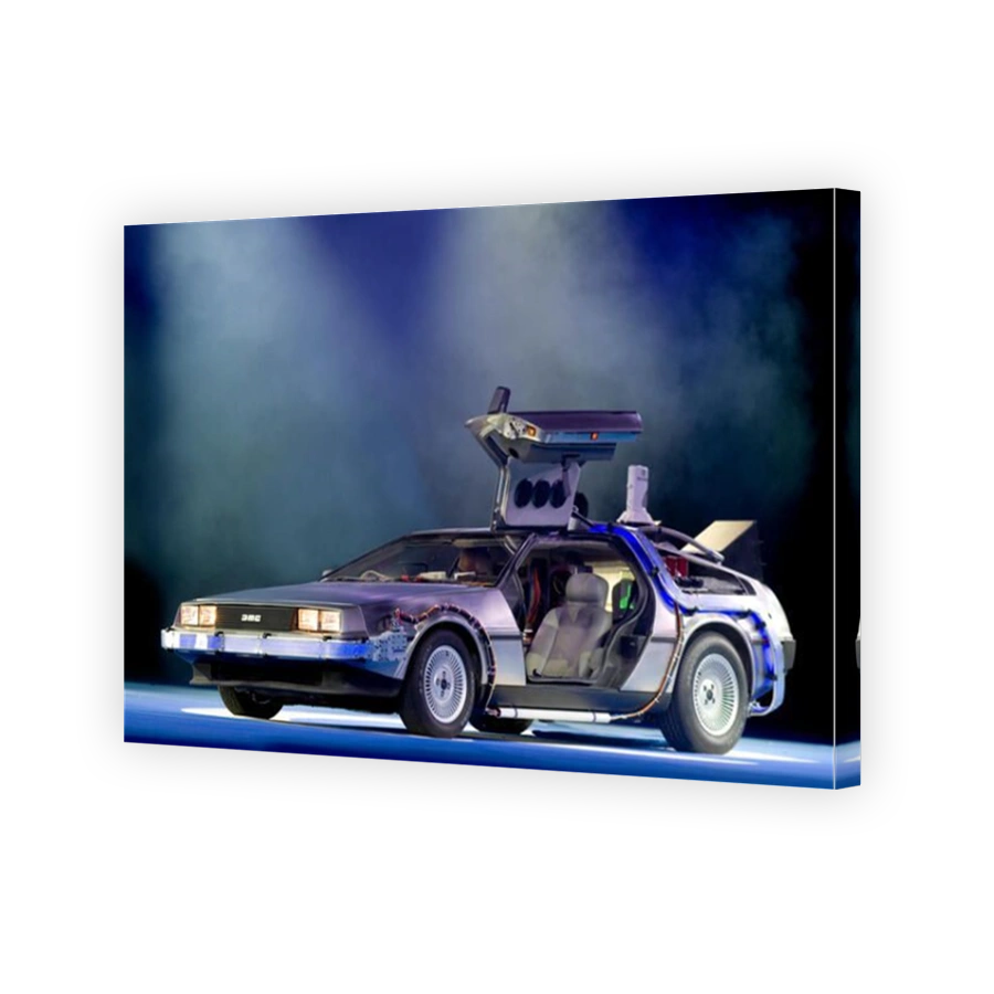 Replica time machine car from Back to the Future on stage at The Gadget Show.
