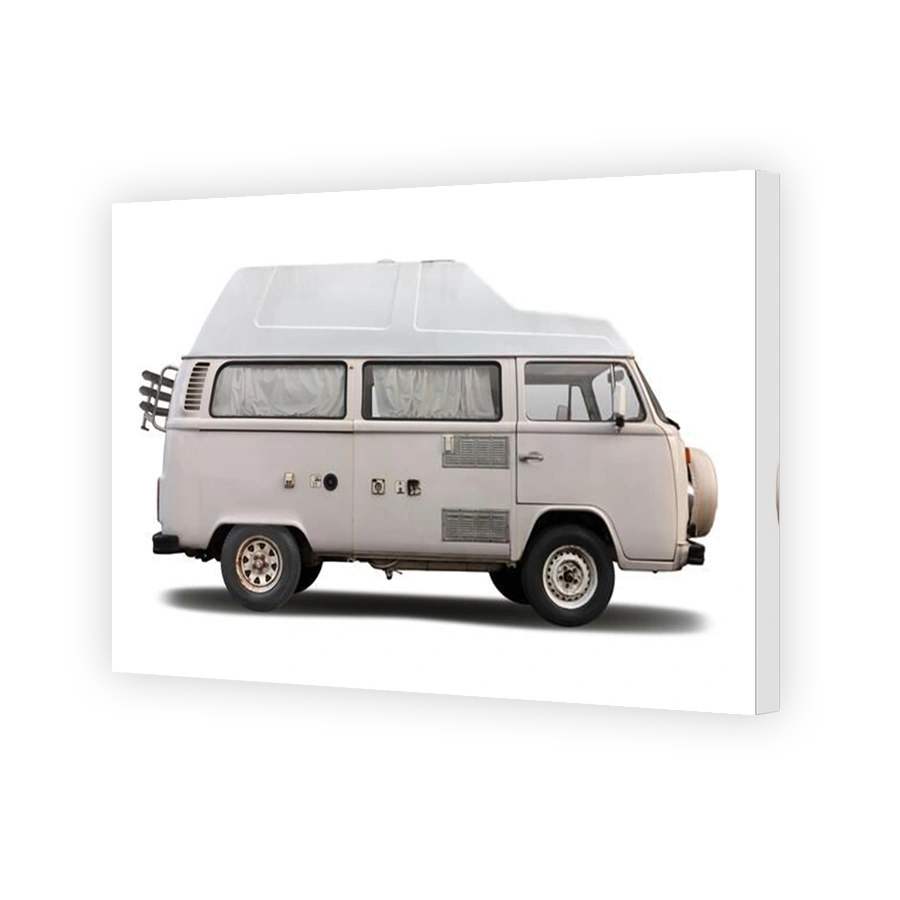 Classic VW T2 motorhome side view isolated on white background