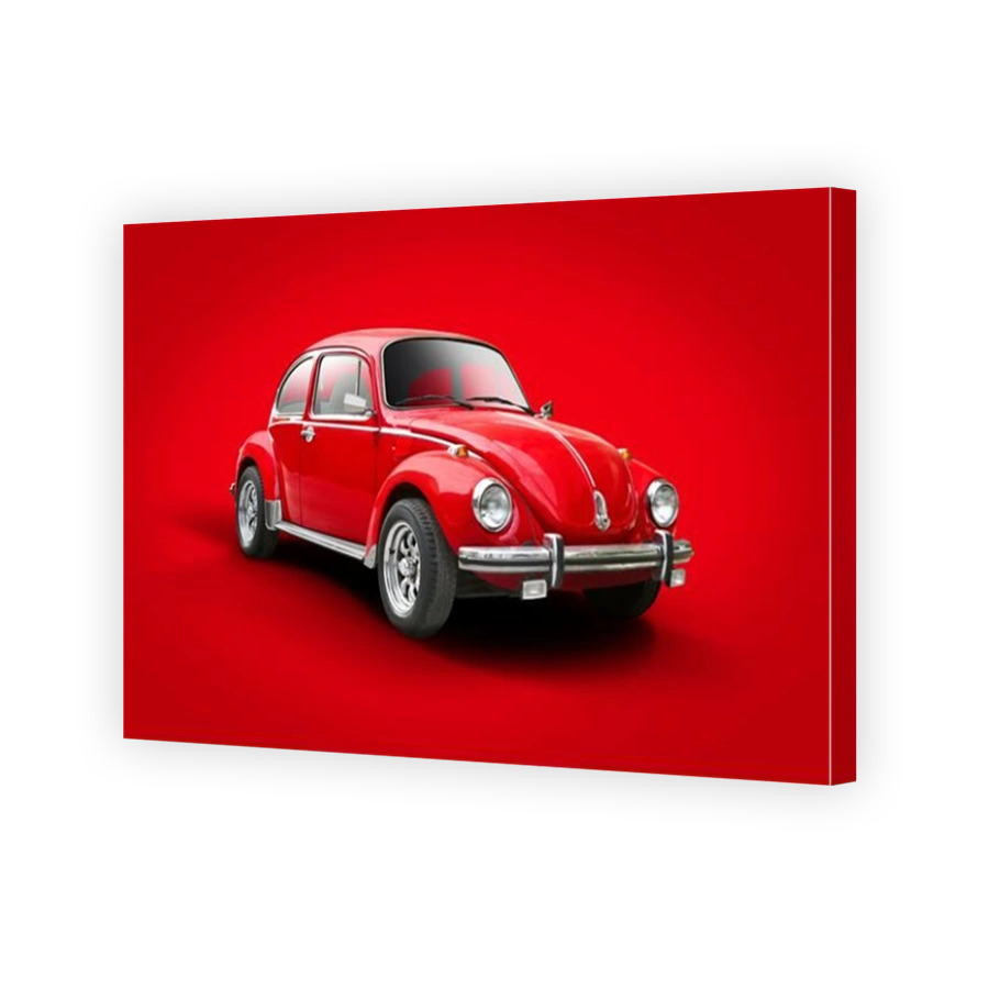 VW beetle classic isolated on red background