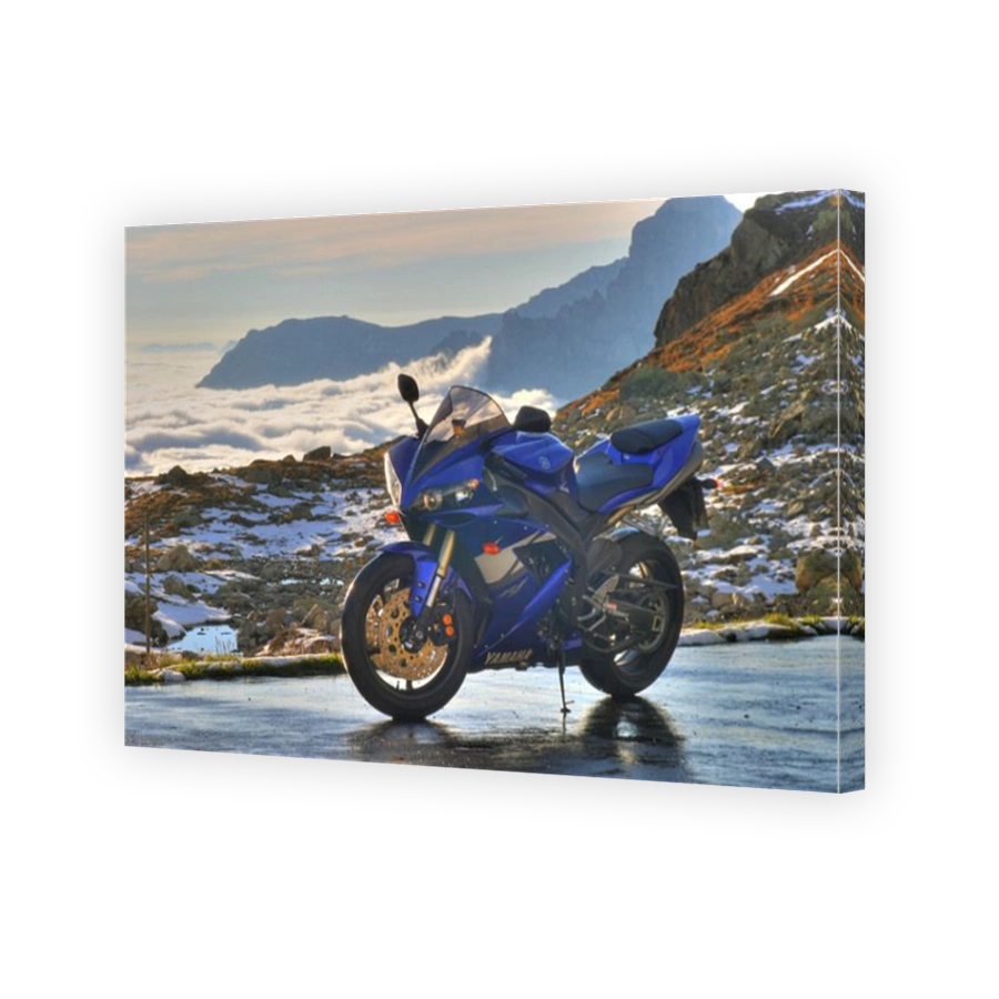 Yamaha R-1 motorcycle and sea of fog