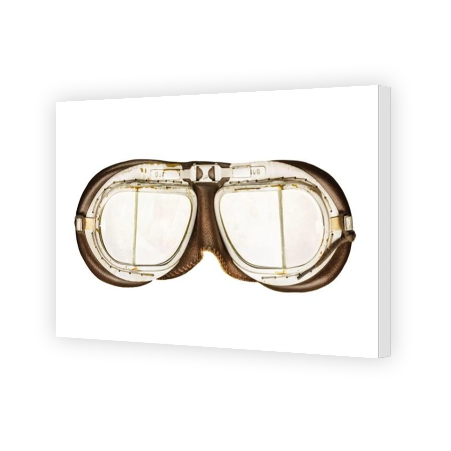 Vintage leather race goggles isolated on a white background