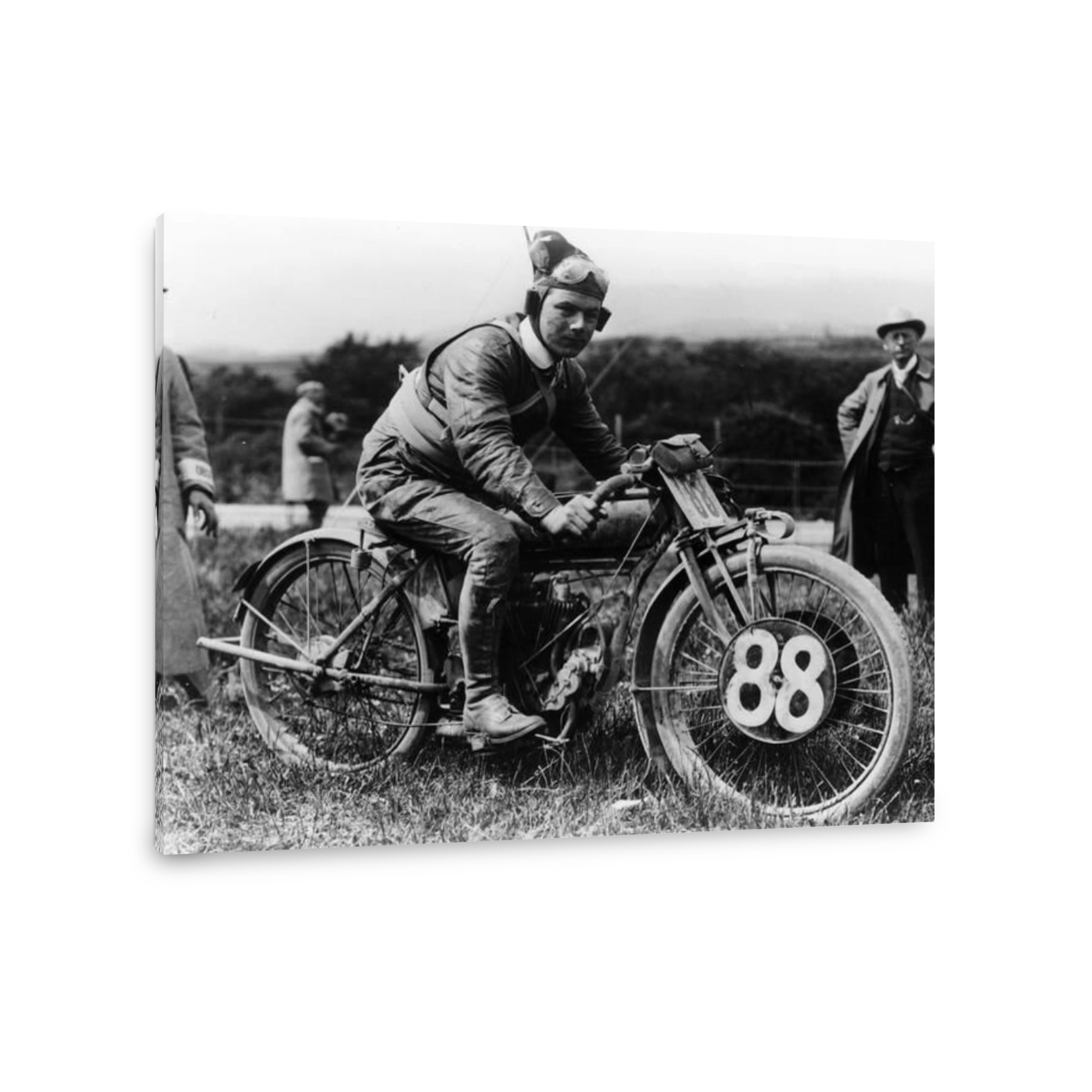 A man dressed in leathers on a Harley-Davidson. Artist: Unknown