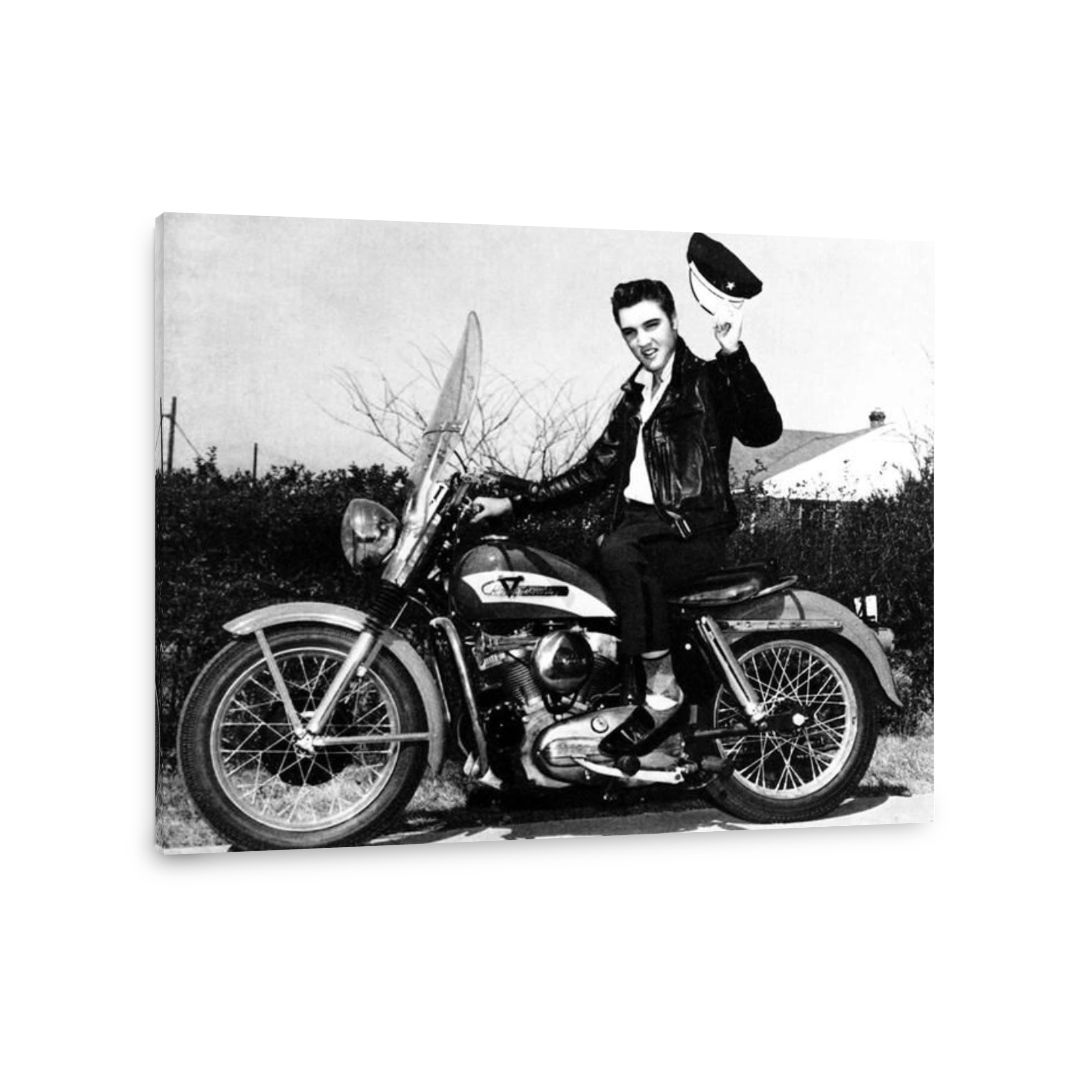 Elvis Presley on Harley Davidson motorbike - 1956