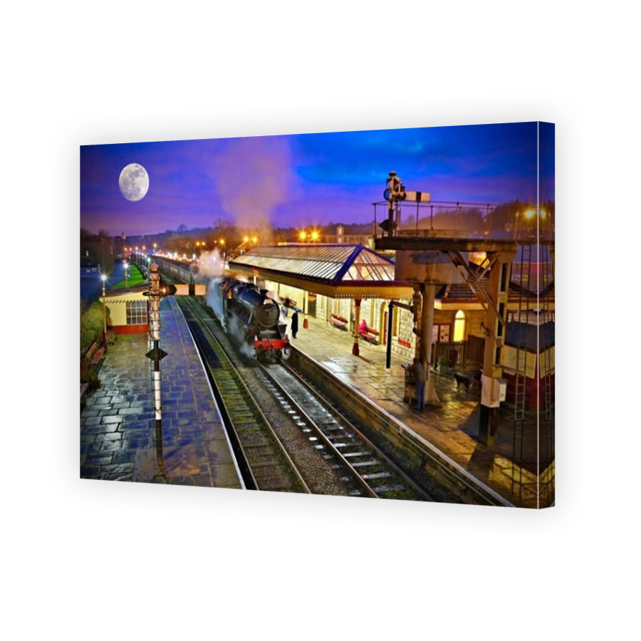 Ramsbottom night shots. ELR evening Fake moon