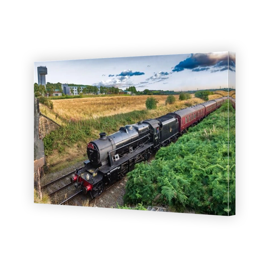 48151 Guage O Guild steam locomotive passing the Rutherford Daresbury nuclear physics laboratory