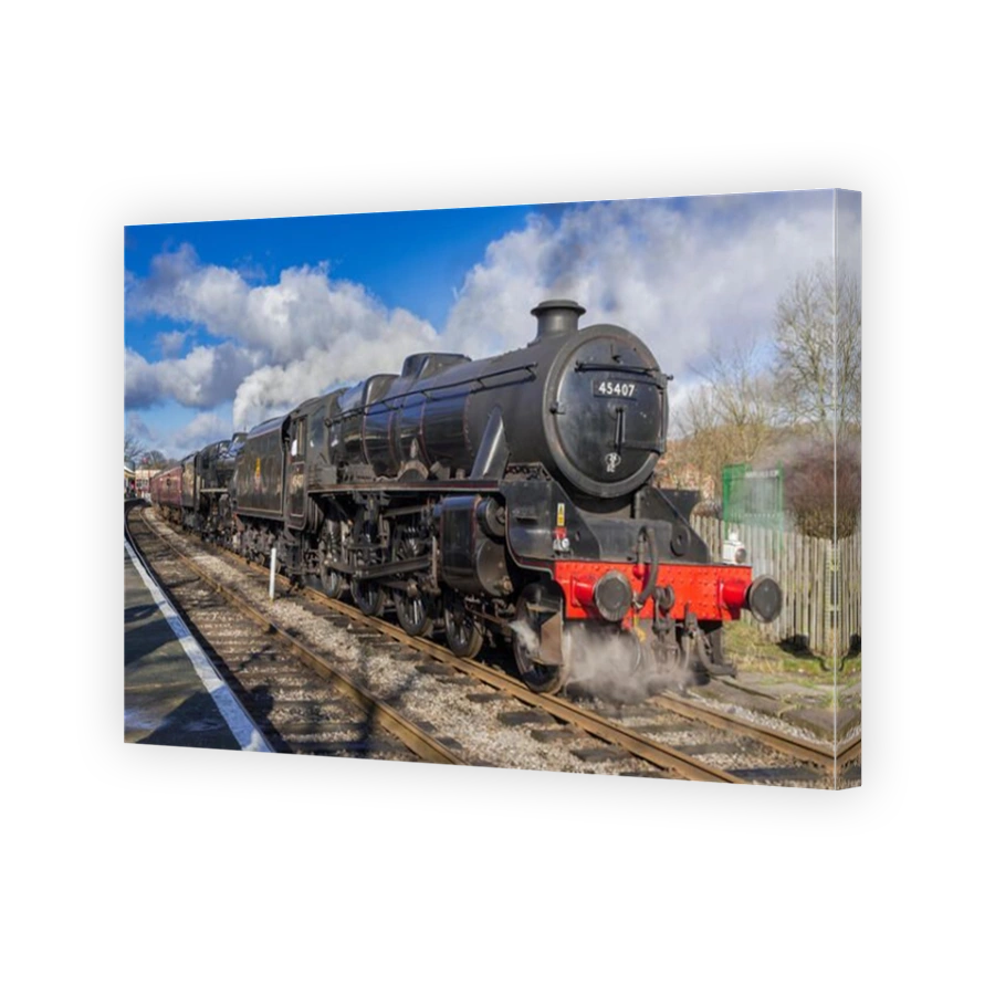 East Lancs Railway steam gala Feb 2015. A double headed pair of Black 5 locos headed by the Lanashire Fusilier seen at Ramsbotto
