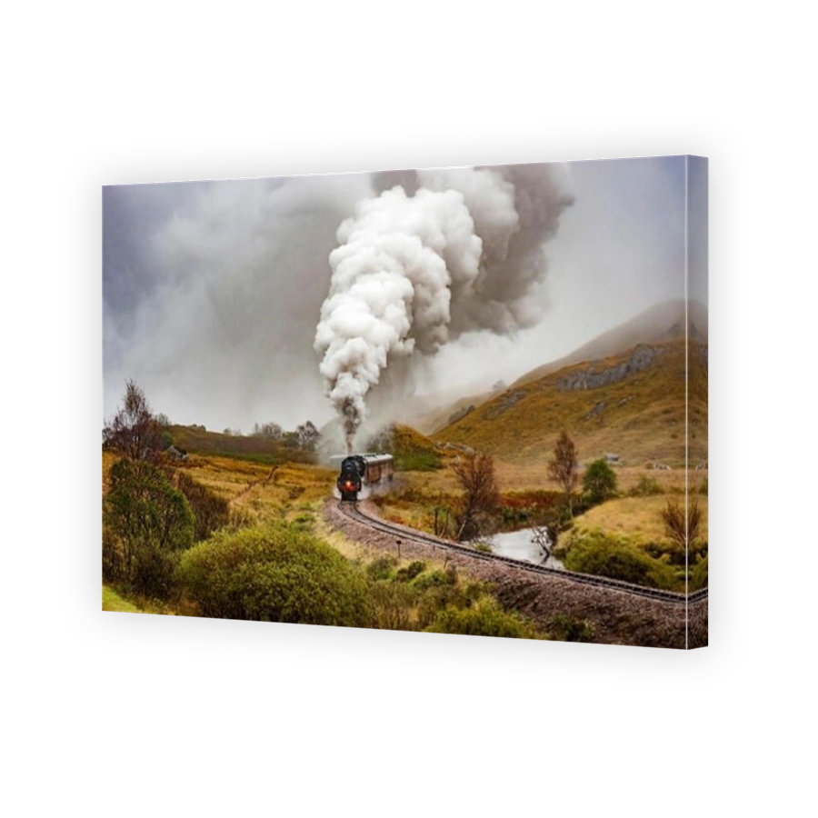 THe Lancashire Fusilier Black Five steam locomotive hauling the Jacobite train on the West Highland Railway from Fort William to Mallaig.