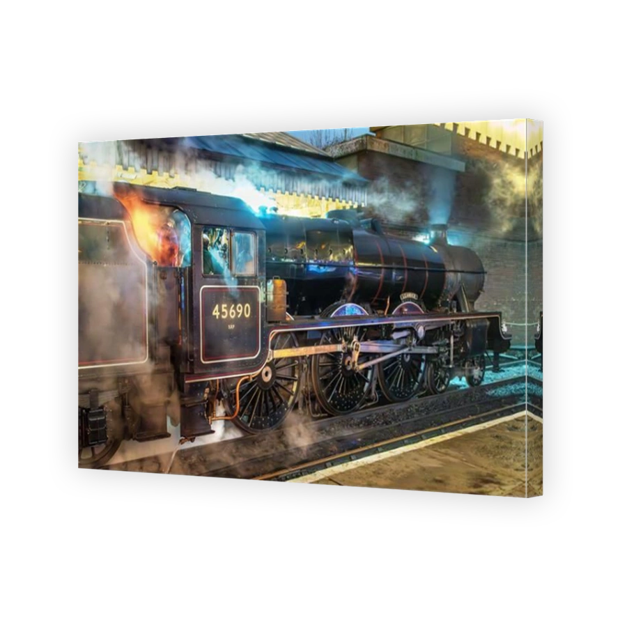 LMS Jubilee Class 6P 4-6-0 no 45690 Leander steam locomotive at Bury Bolton street station on the East Lancashire railway.