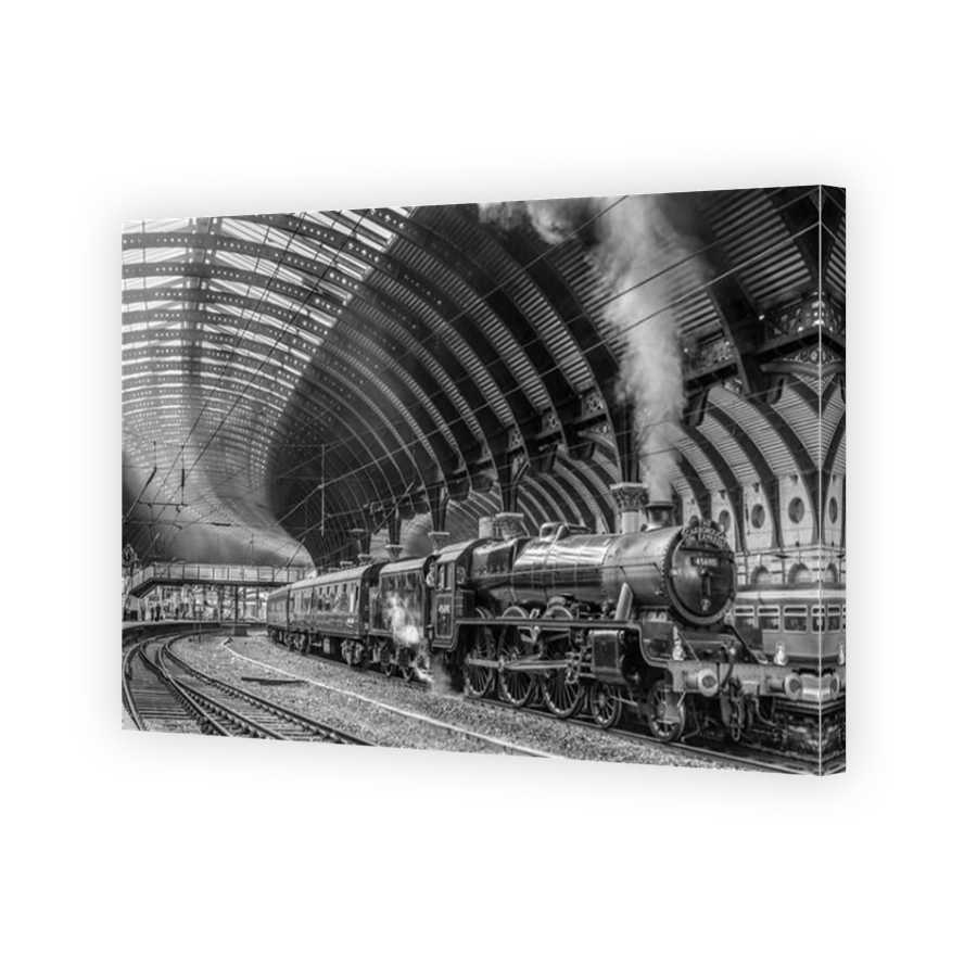 York.  Railway station. Steam train the Scarborough Spa Express hauled by Black Five Leander.