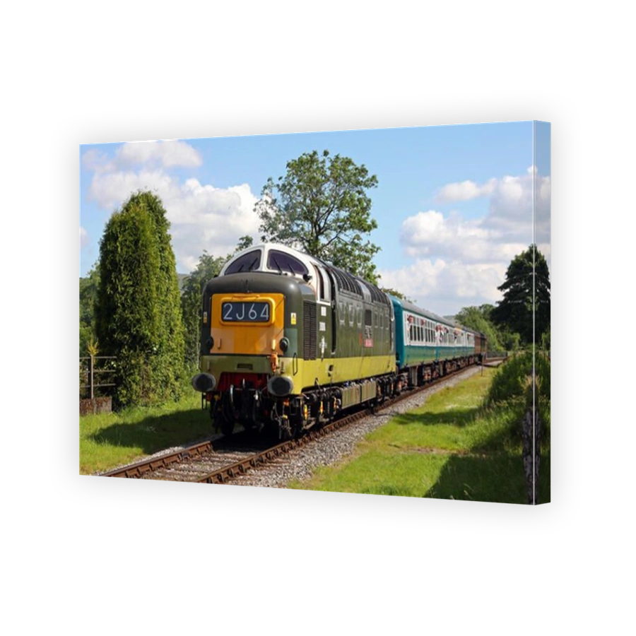 Deltic D9016 passes Irwell Vale on the East Lancs Railway