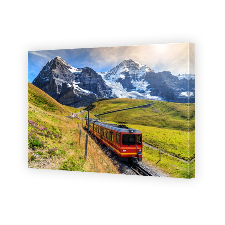 Electric tourist train and Eiger North face,Bernese Oberland,Switzerland