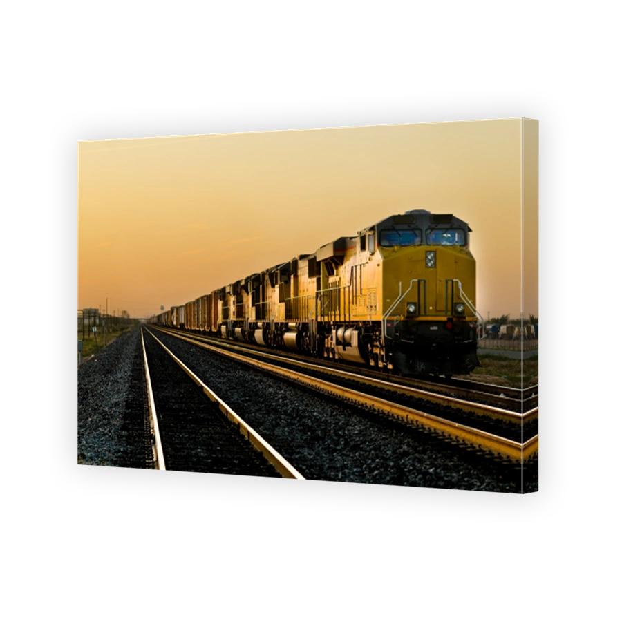 Railroad locomotive travelling across Arizona