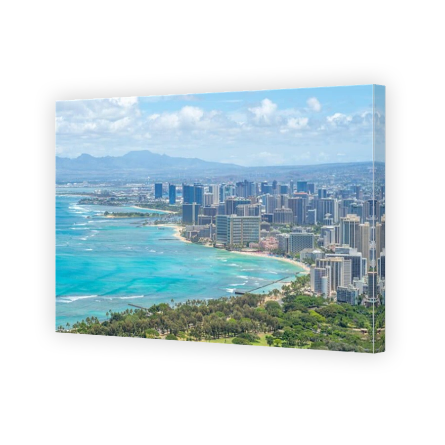 Aerial view of honolulu in Oahu, Hawaii, US
